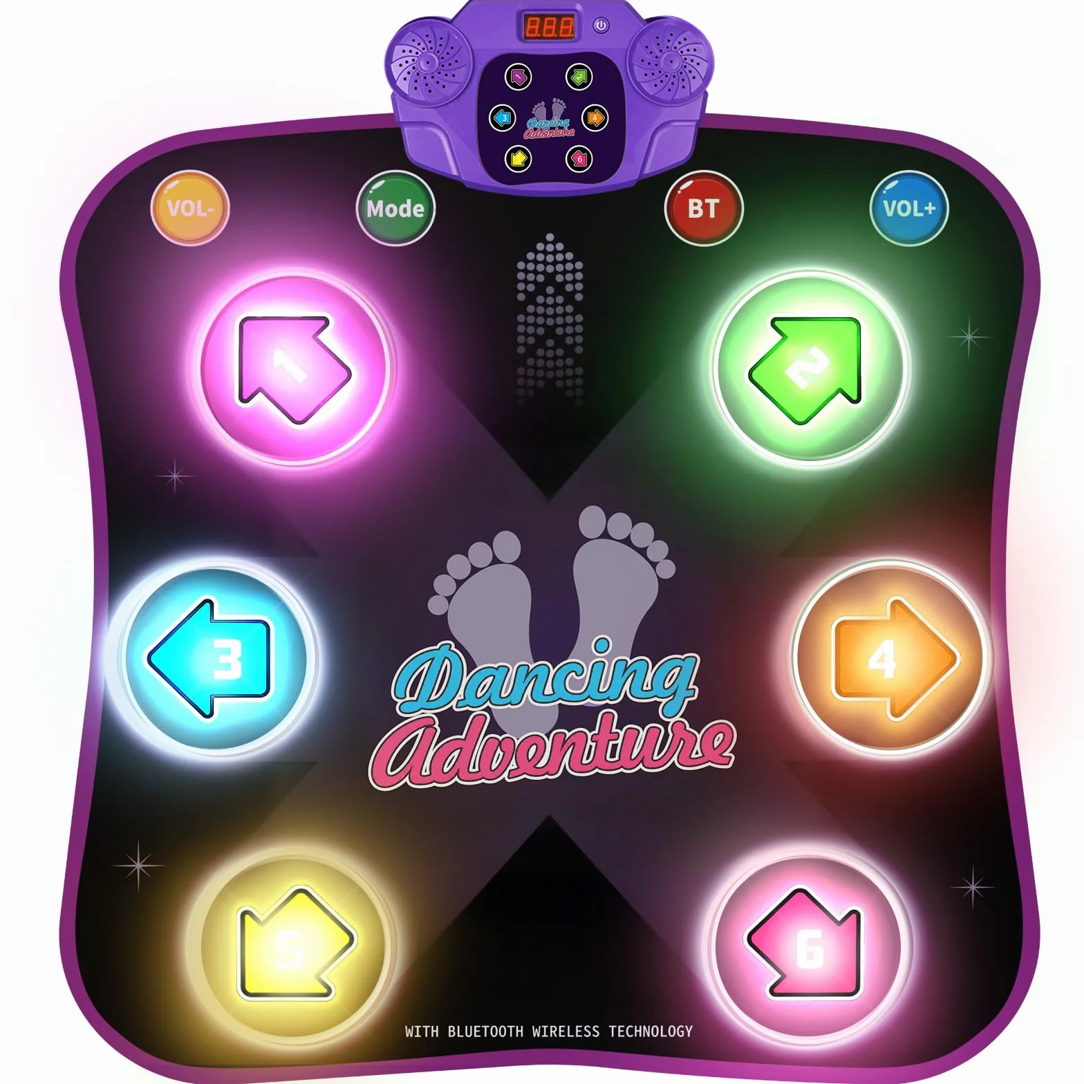 Hot Bee Leuchtend Tanzmatte für Kinder ab 3-10 Jahre Mädchen, Spielzeug ab 3-12 Jahre Mädchen, Mädchen Geschenke 3-12 Jahre, Musik Matte mit 6 Leuchtenden Pfeilen, Bluetooth, 5 Modi