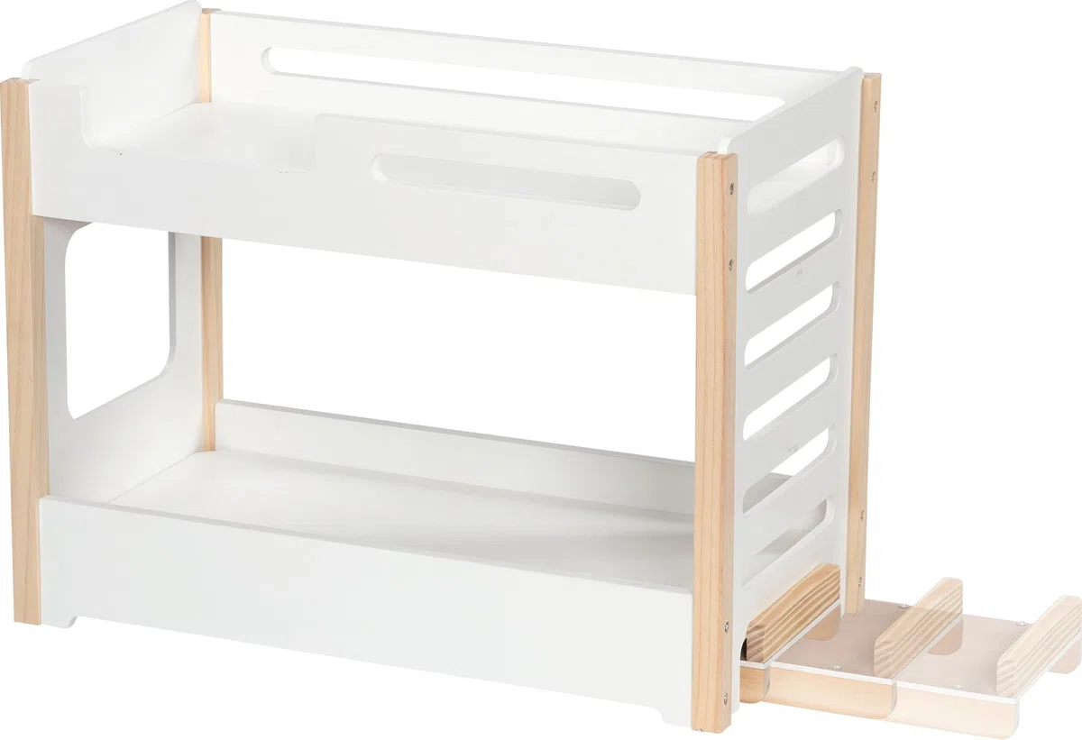 goki 51451 - Puppen-Etagenbett aus Holz, inklusive Rutsche für das Stockbett, ideales Zubehör für das Puppenzimmer, stabil und langlebig im Kinderzimmer, 52 x 28 x 39cm, ab 3 Jahre