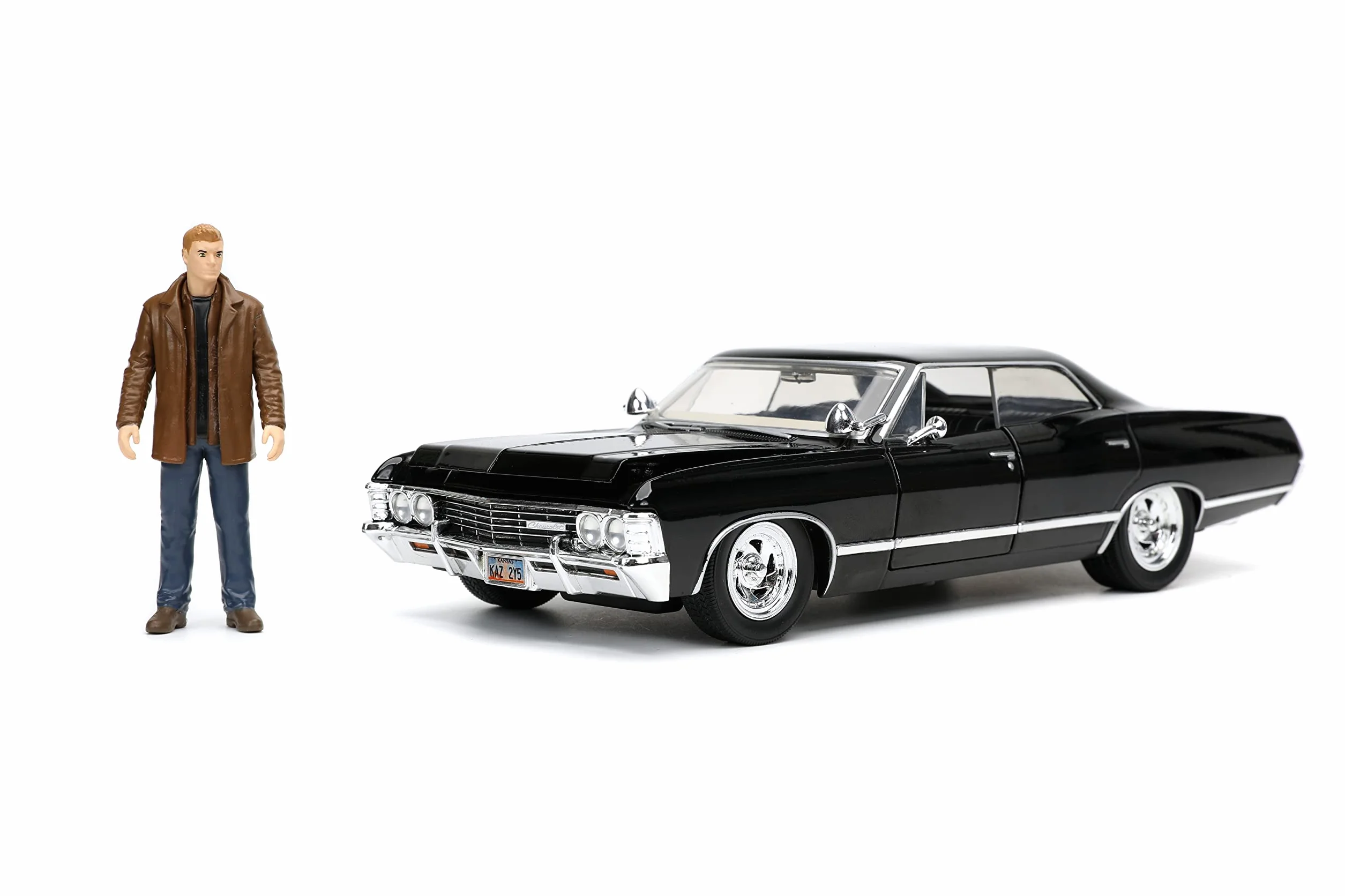 Jada 32250 Supernatural 1967 Impala SS Sport Limousine mit Dean Winchester Figur Maßstab 1:24 Druckguss Modellauto