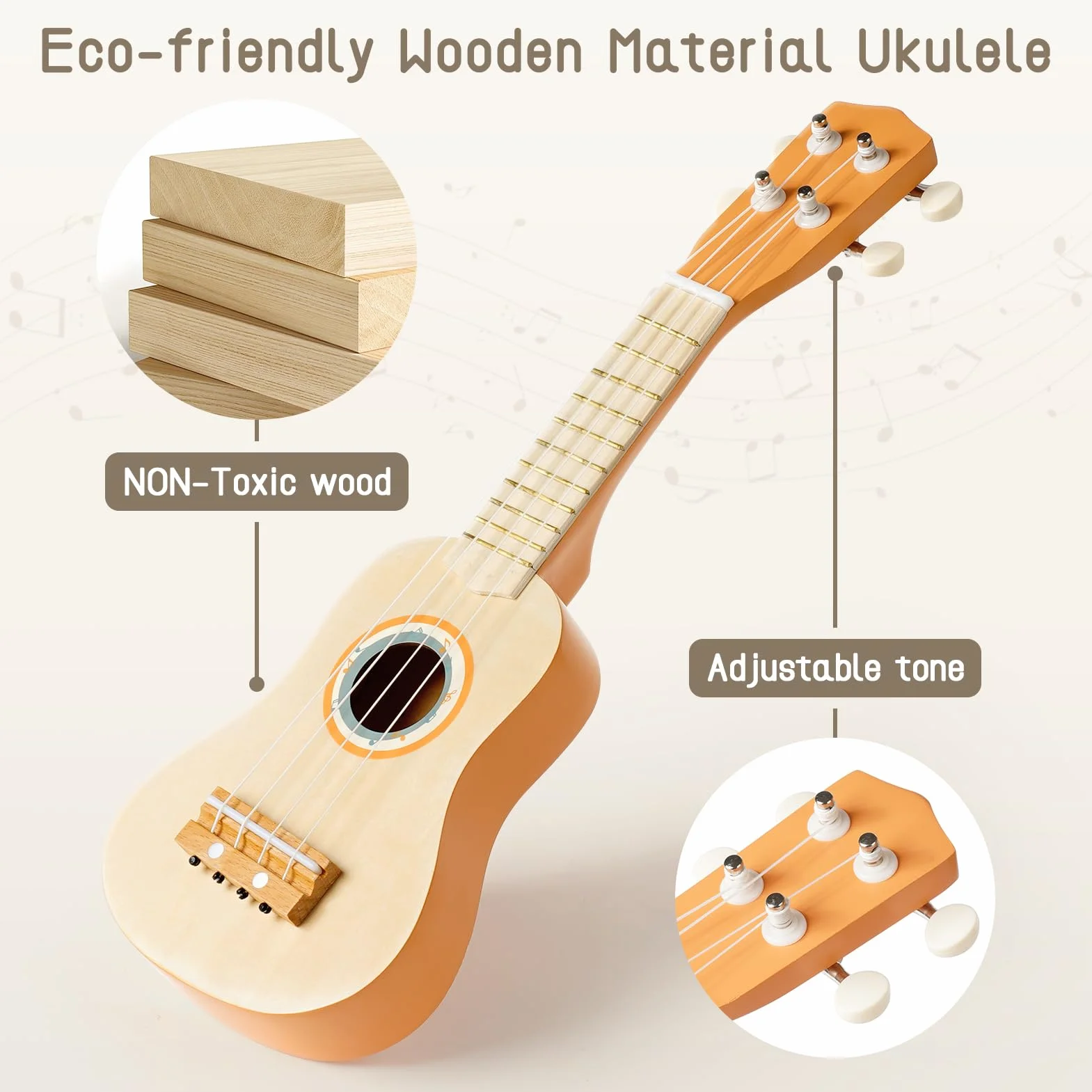 Kindergitarre Musikinstrumente für Kinder Kinderspielzeug Ukulele Maracas Schlagzeug Kinder Holzspielzeug Montessori Spielzeug Baby Spielzeug 2 3 4 Jahre