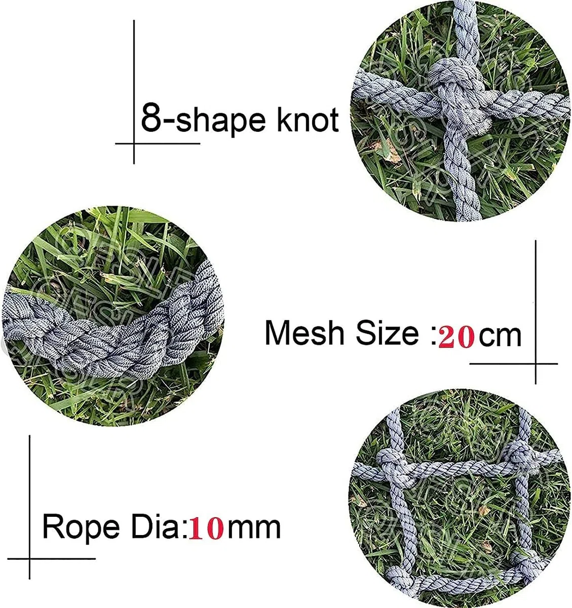 Outdoor-Kletternetz, strapazierfähiges Seilnetz für Kinder, ideal für Hofspielplätze, sichere Kletterlösung für drinnen und draußen, Größe: 1 x 2 m