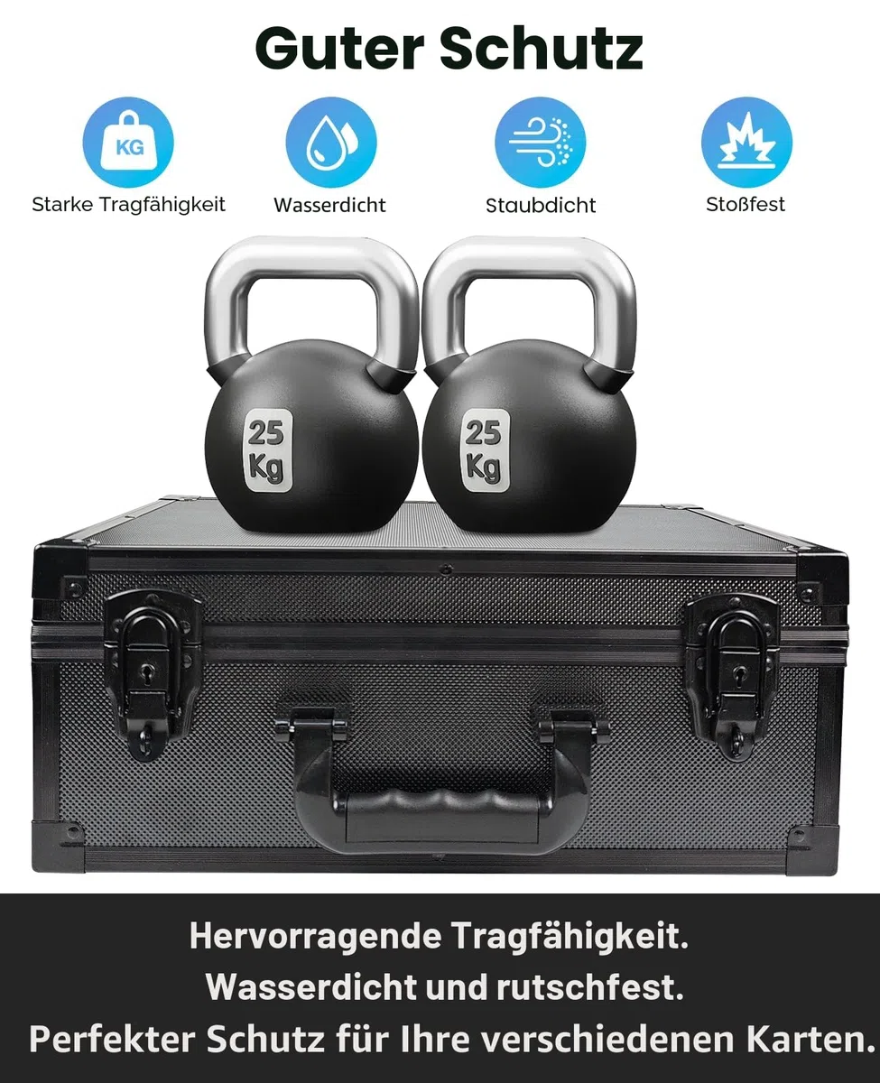iDiskk Toploader Aufbewahrungsbox - Abschließbare 600+ Kartenetui, robuster Schutz für Sport/Sammelkarten/Pokemon-Karten, gepolsterter Organizer mit Schlüsseln