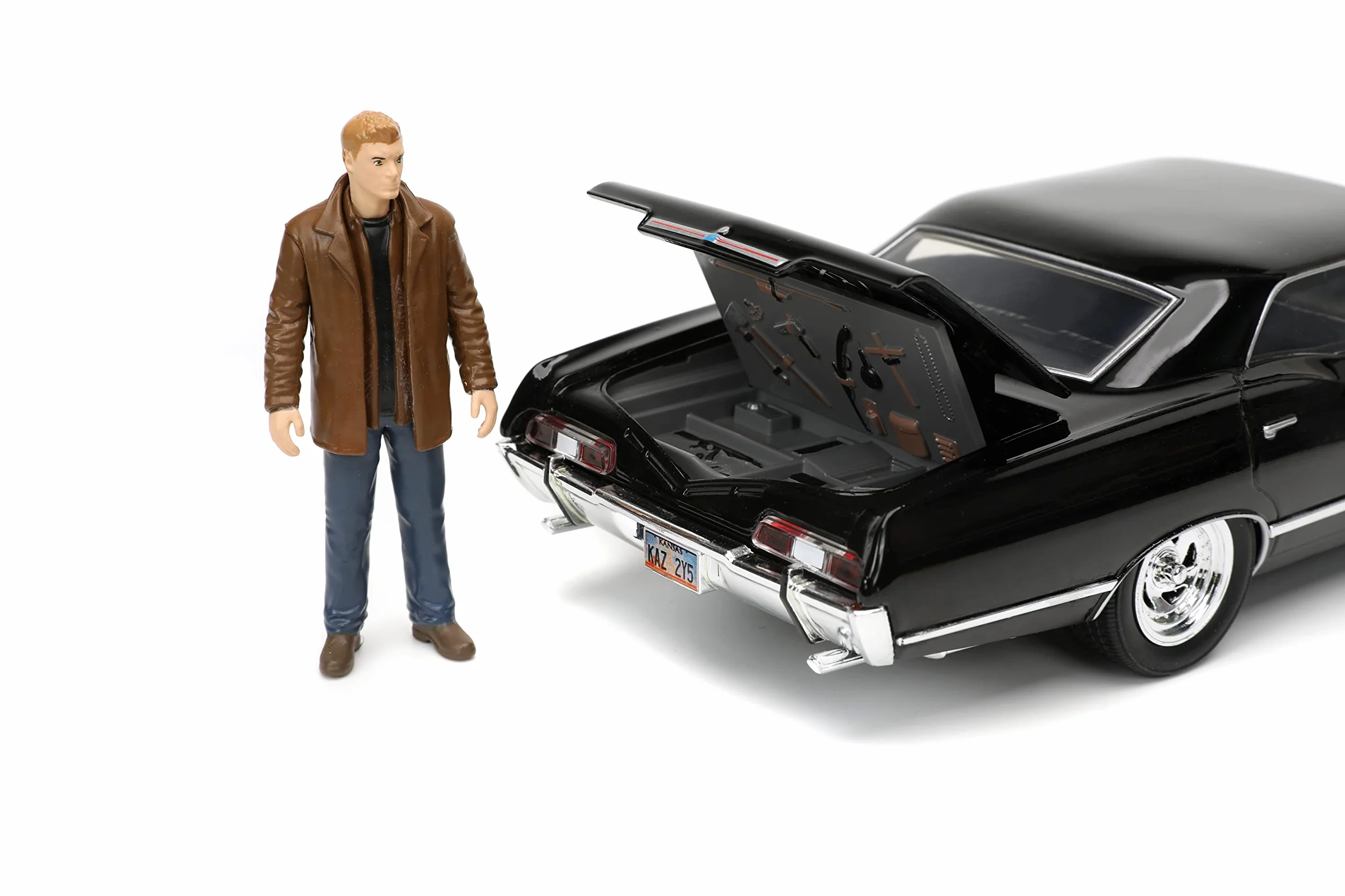 Jada 32250 Supernatural 1967 Impala SS Sport Limousine mit Dean Winchester Figur Maßstab 1:24 Druckguss Modellauto