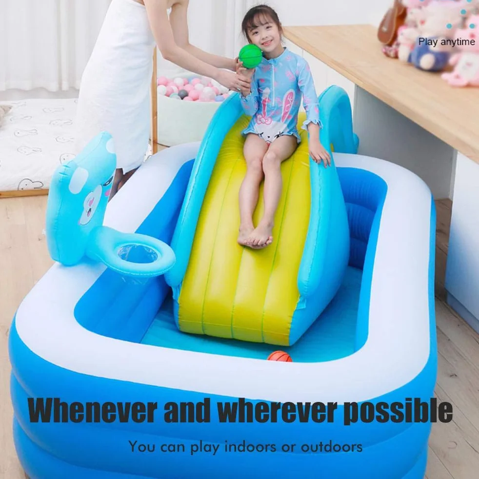 Generic Aufblasbare Wasserrutsche, Kinder-Schwimmbadrutsche, Kinder-Wasserspielspielzeug für den Innen- und Außenbereich, Sommer-Schwimmbadzubehör (Blau)