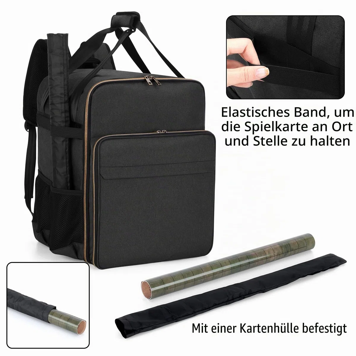 Trunab DND Rucksack für die Meisten Brettspiele, Kartenspiele, mit Großen Zubehörtaschen, Kartenhülle