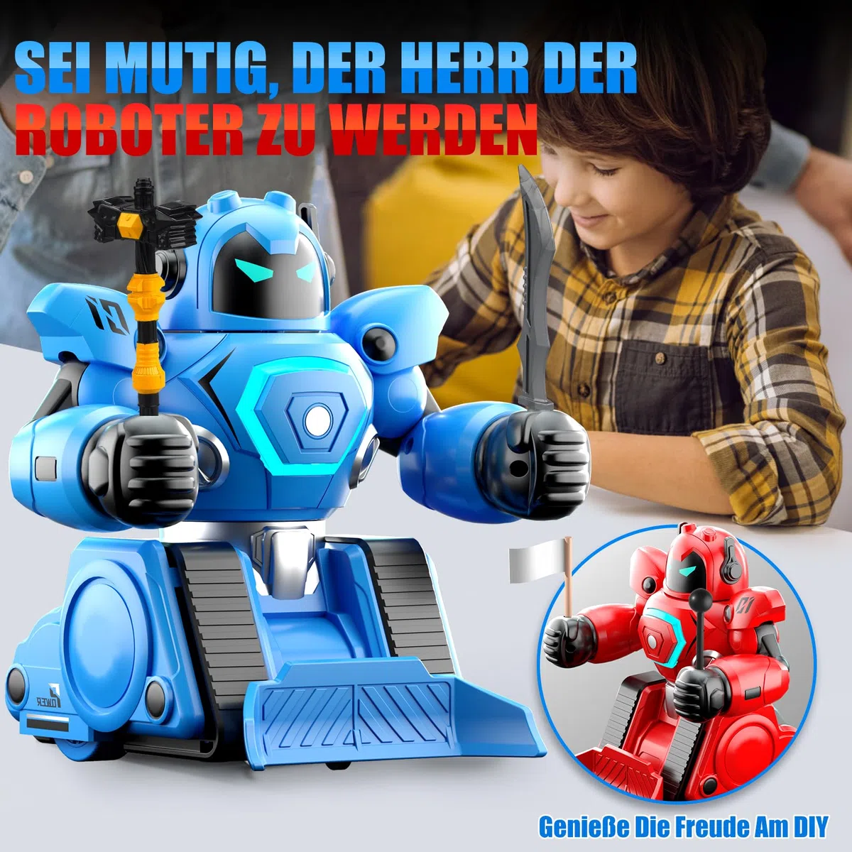 Herenear Ferngesteuerte Roboter Kampf, 2 Stück RC Kampfroboter Spielzeug mit LED Licht und Musik, Ferngesteuertes Fußball Box Roboter, Geschenke für Jungen Mädchen