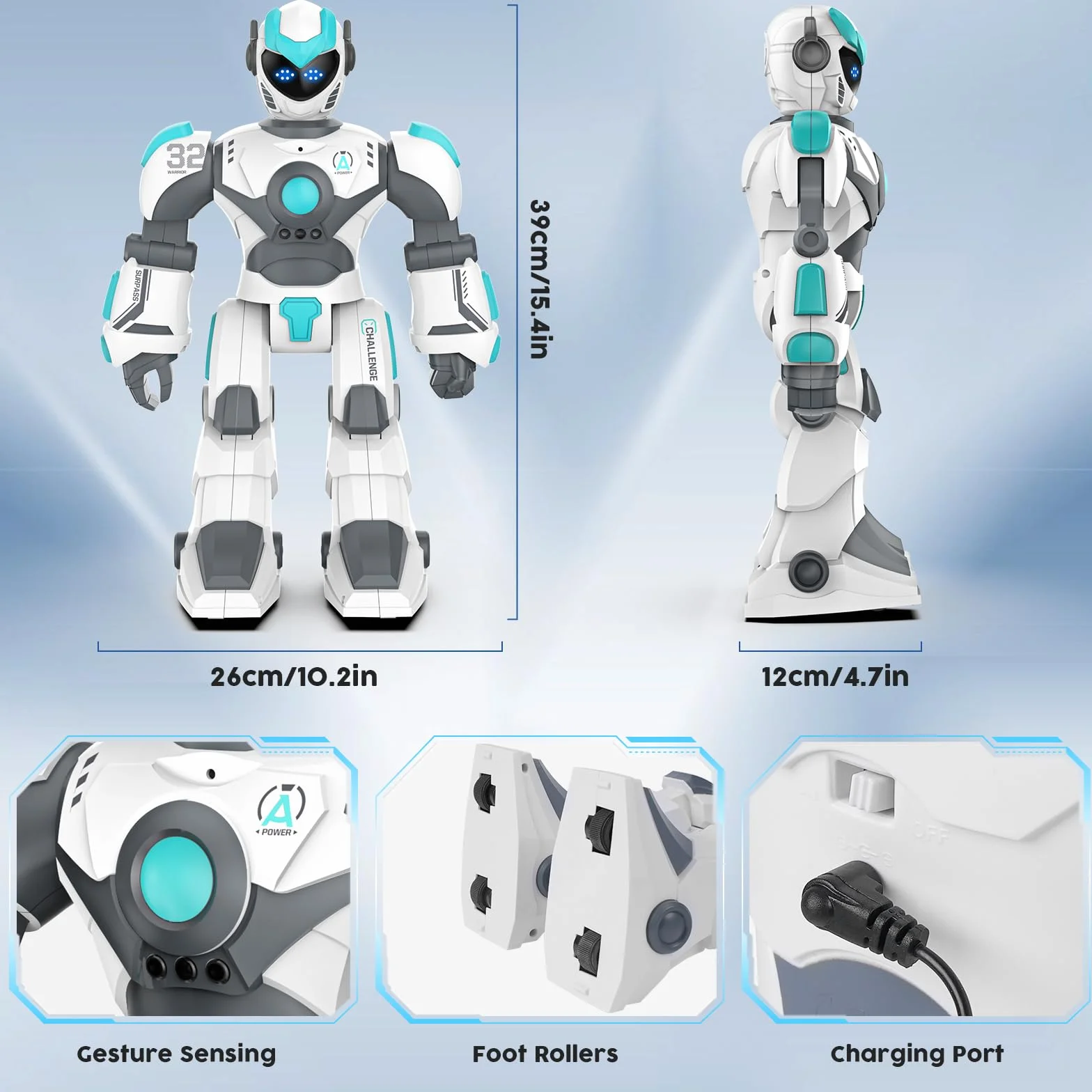 VATOS Roboter Kinder Spielzeug, 40CM Groß Ferngesteuerter , Programmierbar RC Roboter mit Gesten- und Sprachsteuerung, Interaktiver Intelligenter Tanzen Singen Geschenke für ab 3 Jahren