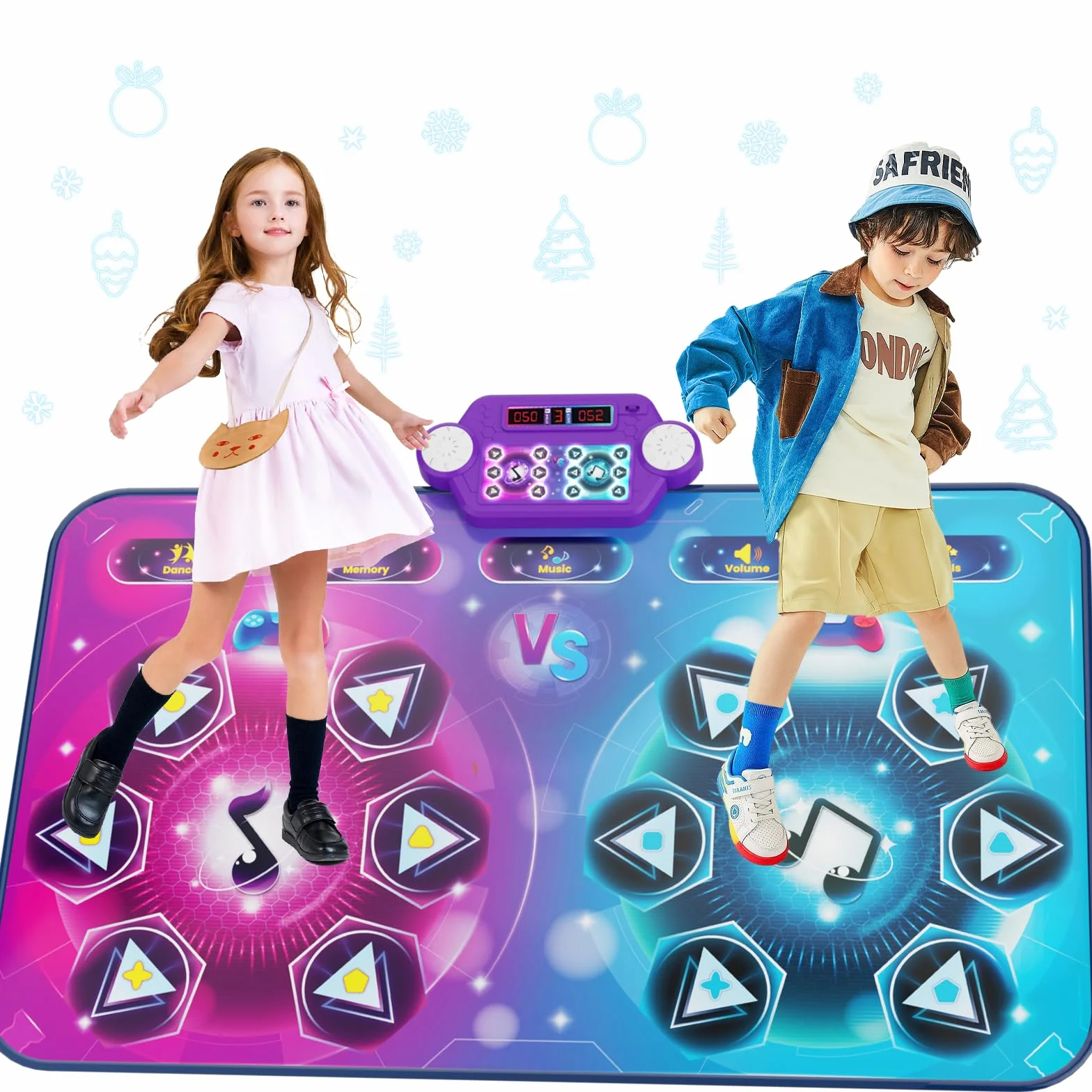 maysida Rechargeable Tanzmatte für 2 Kinder Spielzeug Geschenke für Mädchen Jungen 4 5 6 7 8Jahre,Kindertanzmatten für 1/2 Spieler(3 Spielmodi), Interaktive Musikmatte Weihnachten Geburtstag Spielzeug