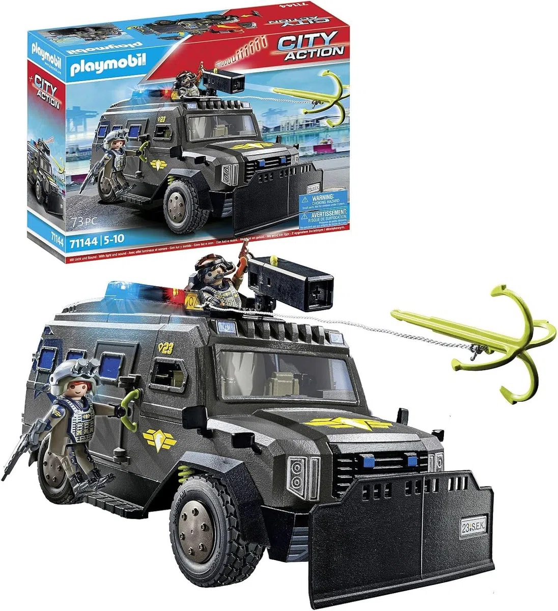 PLAYMOBIL | City Action |SWAT-Geländefahrzeug | mit Licht und Sound | Spielzeug für Kinder ab 5 Jahren | 71144