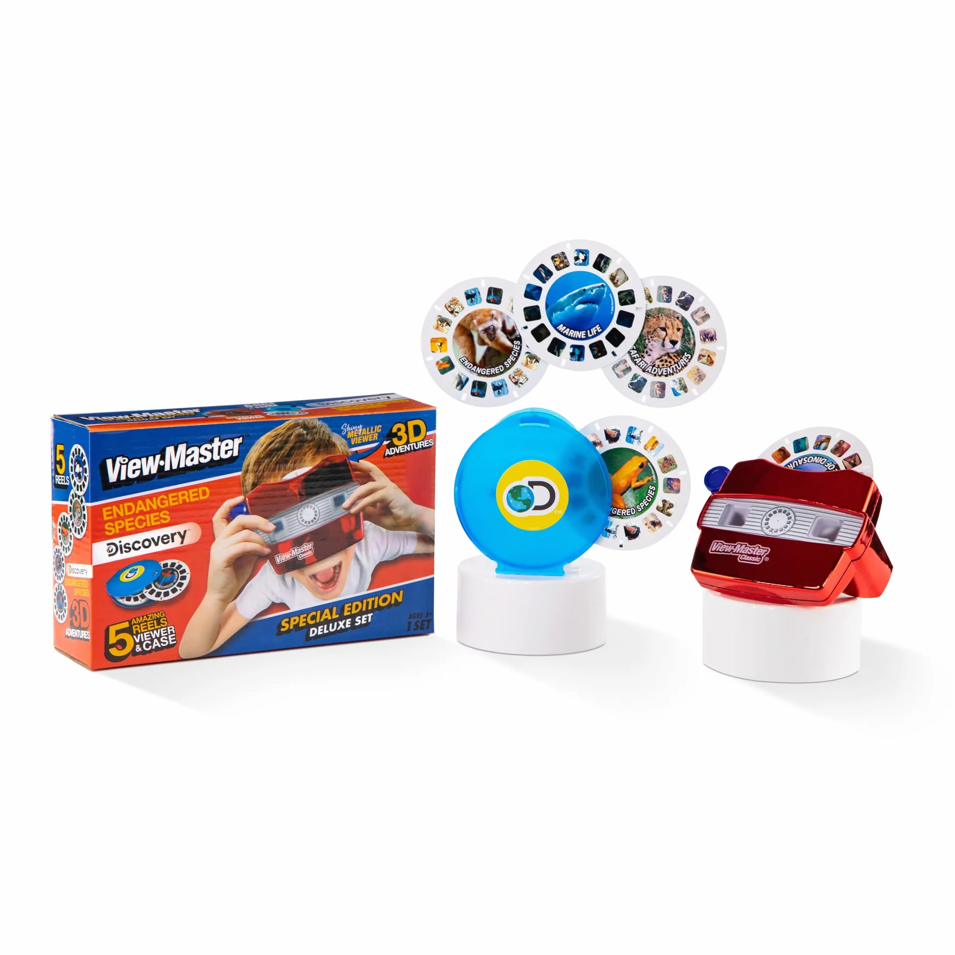 View Master Classic Deluxe Edition with Discovery Kids Reels (Metallic Viewer, Storage Case, and 5 Reels Included) Amazon Exclusive