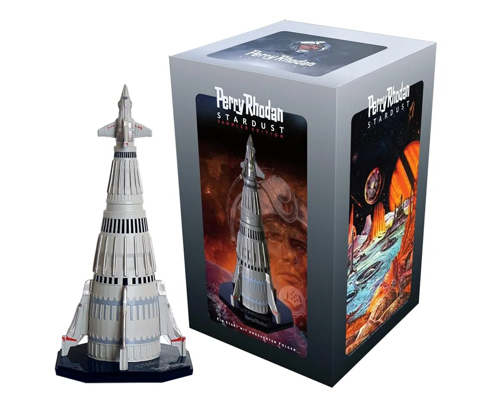Generisch Perry Rhodan Stardust Raketen-Modell, Silbergrau, Rotbraun, 37 cm Höhe, 875 g