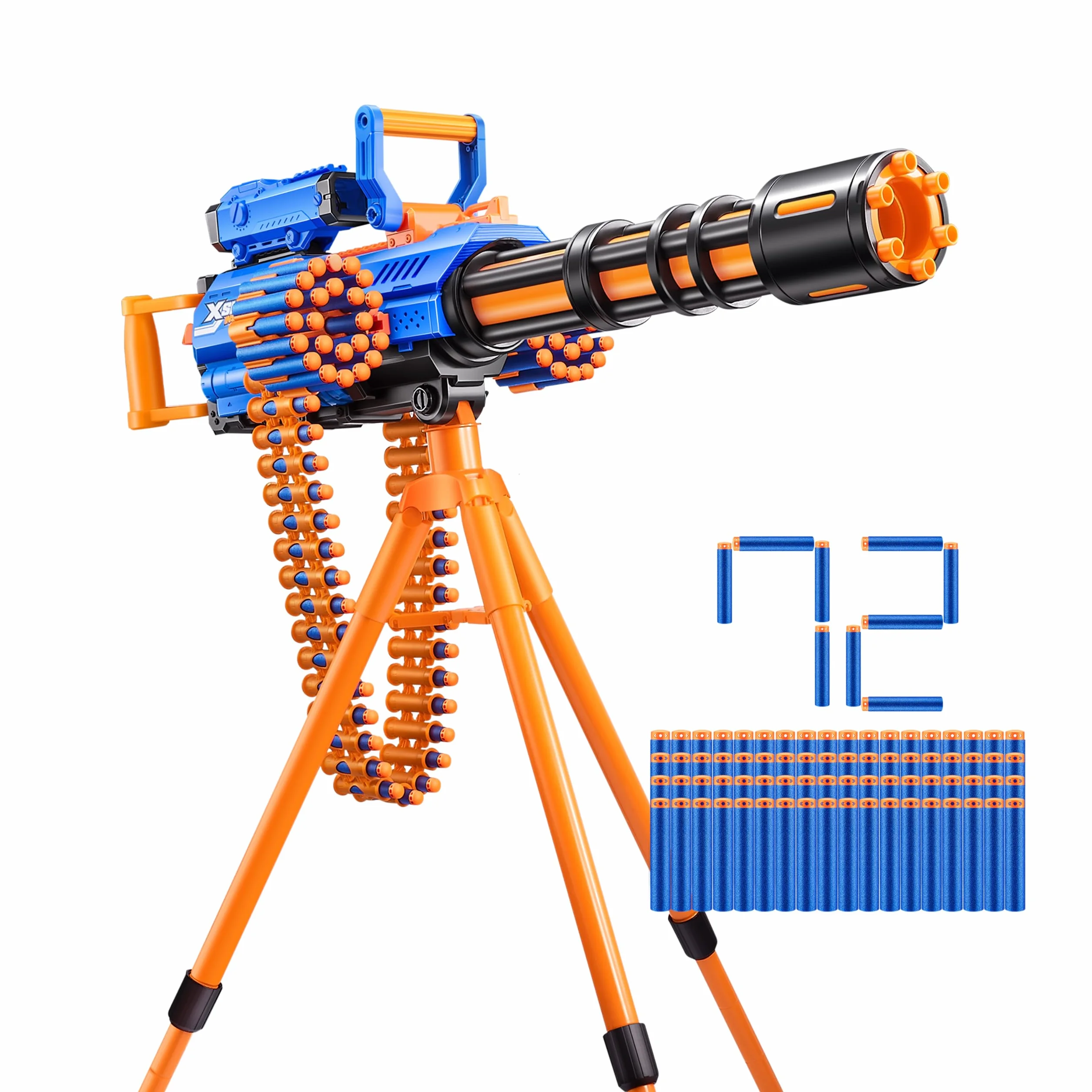 X-Shot Insanity Rage Fire - batteriebetriebener Blaster mit 86 Schaumstoff-Darts, Munitionsgürtel und Stativ