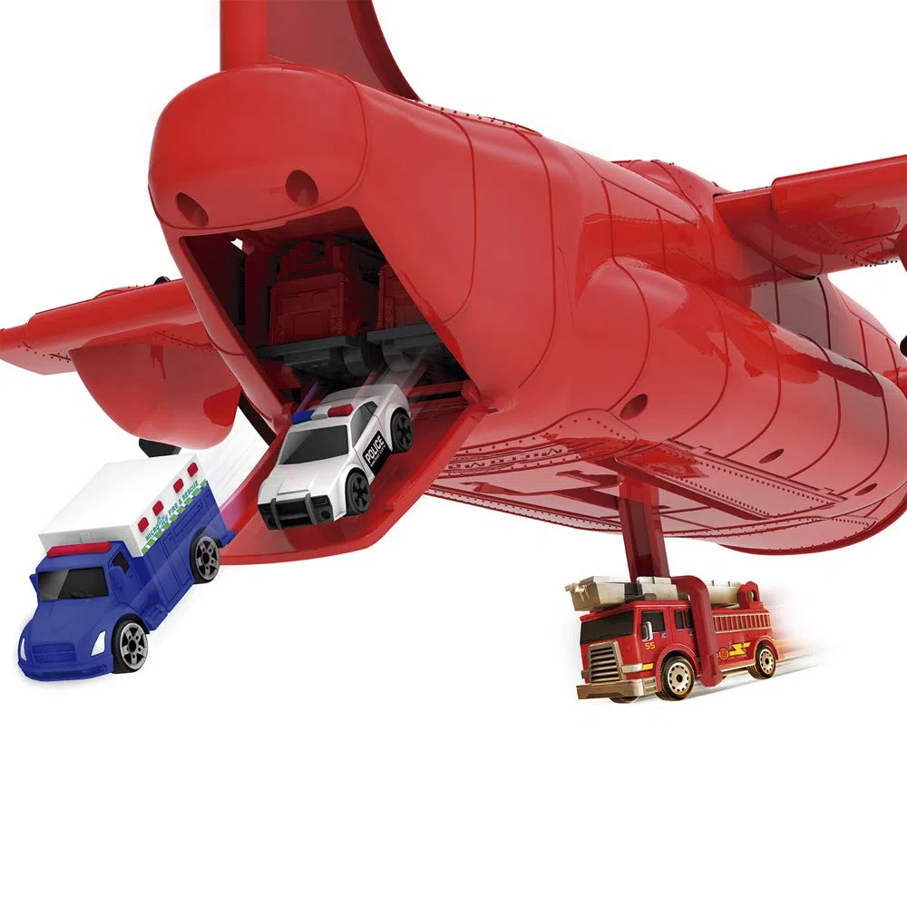 Micro Machines Spielzeugautos Feuerwehr Fracht Flugzeug Spielset mit 1 exklusiven Fahrzeug - Micromachines Spielzeugautosammlung