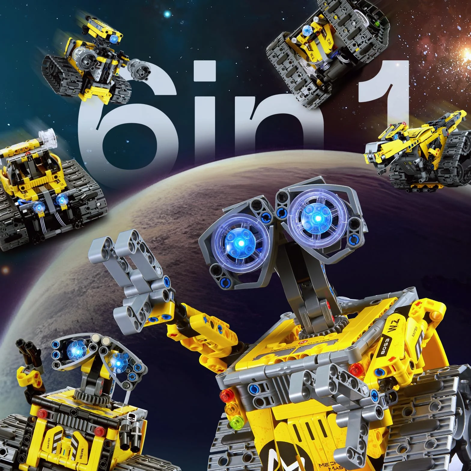 IKUPER 6-in-1 Roboter-Bausatz ab 8 Jahren mit App und Fernsteuerung | MINT Bausteine Spielzeug, Programmierbares Set für Jungen, Kinder-Geschenk zu Geburtstag und Weihnachten, 631 Teile