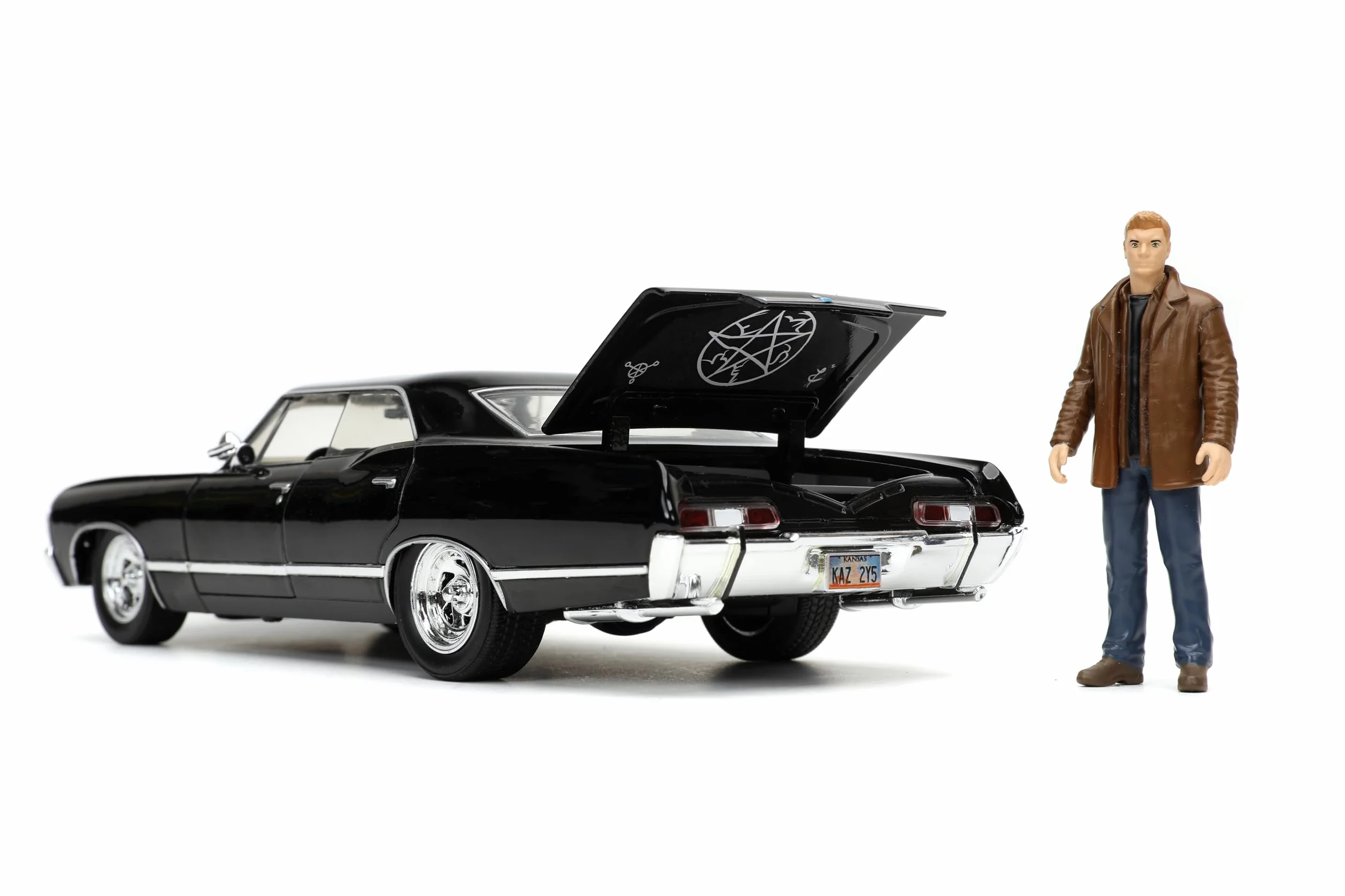 Jada 32250 Supernatural 1967 Impala SS Sport Limousine mit Dean Winchester Figur Maßstab 1:24 Druckguss Modellauto