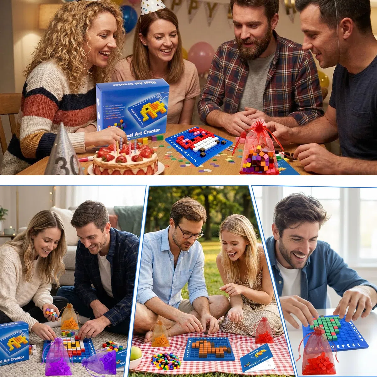 DIY Puzzles, Pixel Puzzles with 400 Würfel, Pixel Kunst Set, Neue Micro Bausteine, Multifunktionales Partyset, für Party & Familie