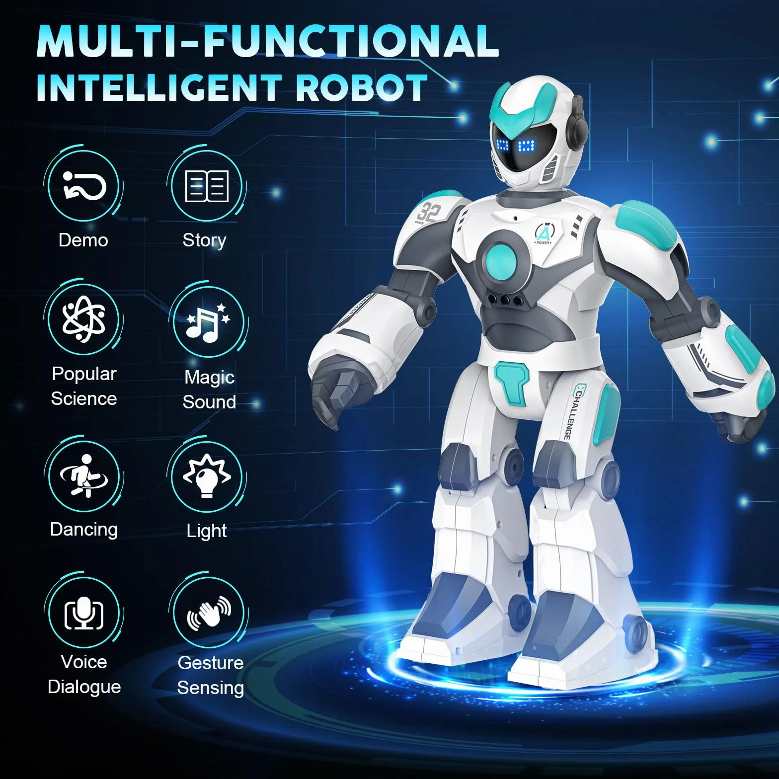 VATOS Roboter Kinder Spielzeug, 40CM Groß Ferngesteuerter , Programmierbar RC Roboter mit Gesten- und Sprachsteuerung, Interaktiver Intelligenter Tanzen Singen Geschenke für ab 3 Jahren