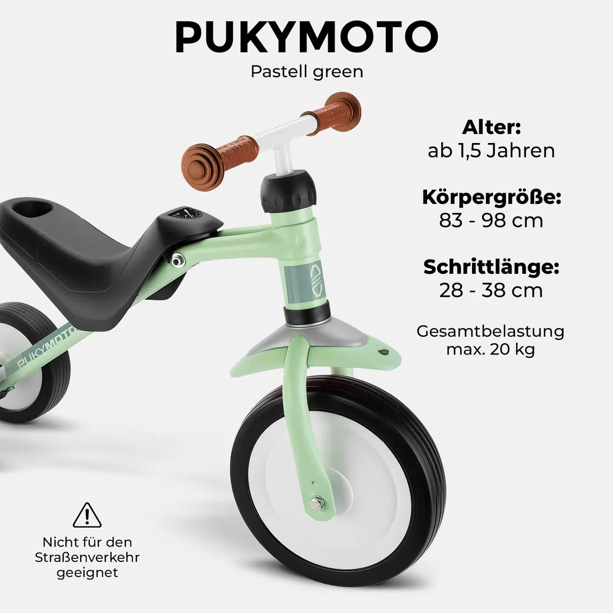 PUKY PUKYMOTO Laufrad Pastell Green | Dreirad & Kinder Fahrrad für Jungen und Mädchen ab 1,5 Jahren | Mitwachsend | Ideal als erstes Balance-Fahrzeug | Brücke zwischen Rutschfahrzeug und erstem Rad