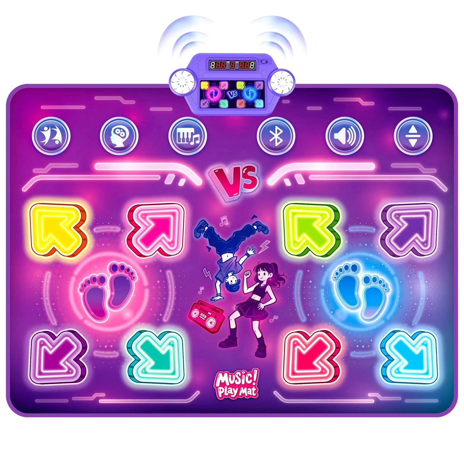 GuKKK Tanzmatte Kinder Spielzeug Geschenke 3-12 Jahre, Beleuchtete Musikmatte, Tanzmatte mit Musik Bluetooth 6 LED Leuchten, Weihnachten Geburtstags Spielzeug ab 3 4 5 6 7 8 9+ Jahre Mädchen Junge