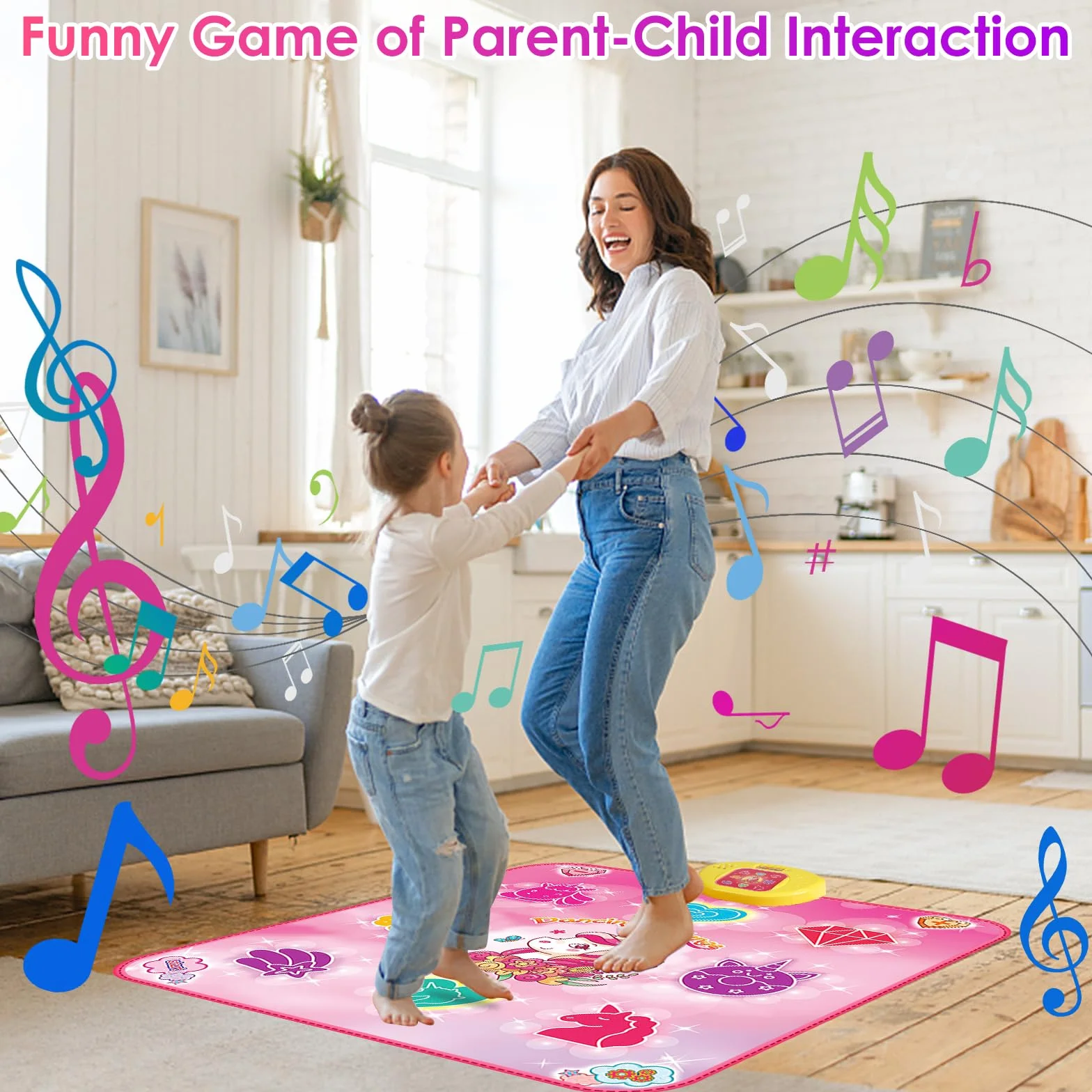 ZWOOS Tanzmatte für Kinder ab 3 4 5 6 7 8 9 10 11 12 Jahre, 2 Herausforderung Modi Kindertanzmatten mit LED Anzeige, Musik Tanzpad Spielzeug Geschenke für Mädchen- Weihnachten und Geburtstage