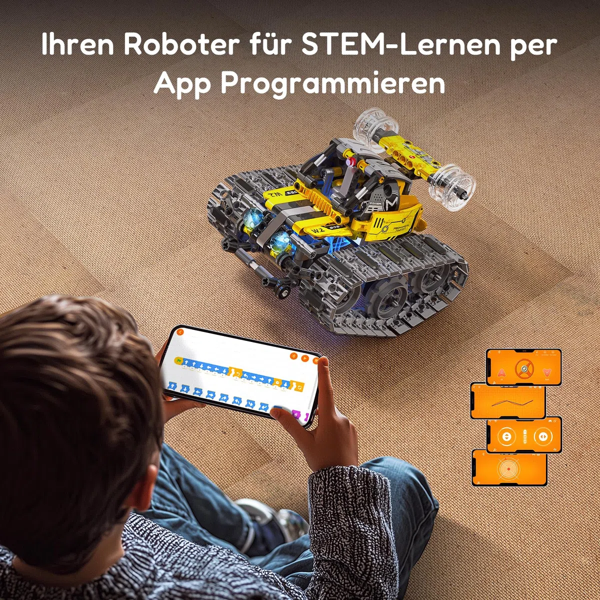 IKUPER 6-in-1 Roboter-Bausatz ab 8 Jahren mit App und Fernsteuerung | MINT Bausteine Spielzeug, Programmierbares Set für Jungen, Kinder-Geschenk zu Geburtstag und Weihnachten, 631 Teile