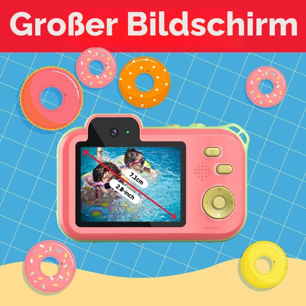 AgfaPhoto Realikids Cam Waterproof 2 – Appareil Photo Enfant Étanche 12MP, Vidéo HD, Mode Selfie, Filtres et Cadres, Jeux Intégrés, Batterie Lithium - Bleu