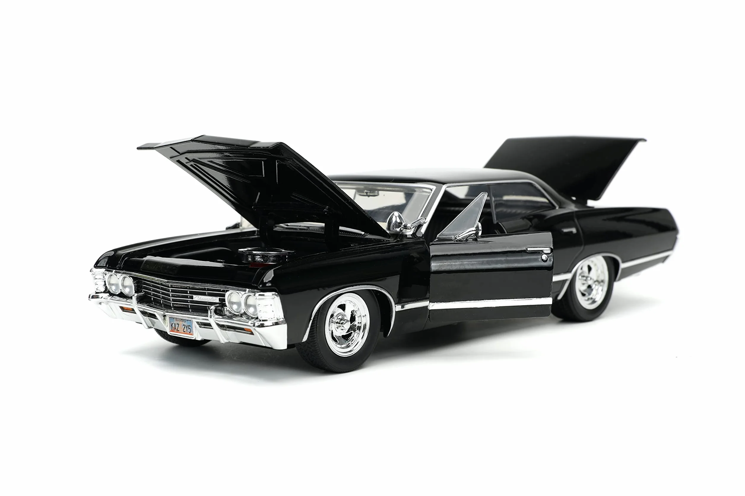Jada 32250 Supernatural 1967 Impala SS Sport Limousine mit Dean Winchester Figur Maßstab 1:24 Druckguss Modellauto