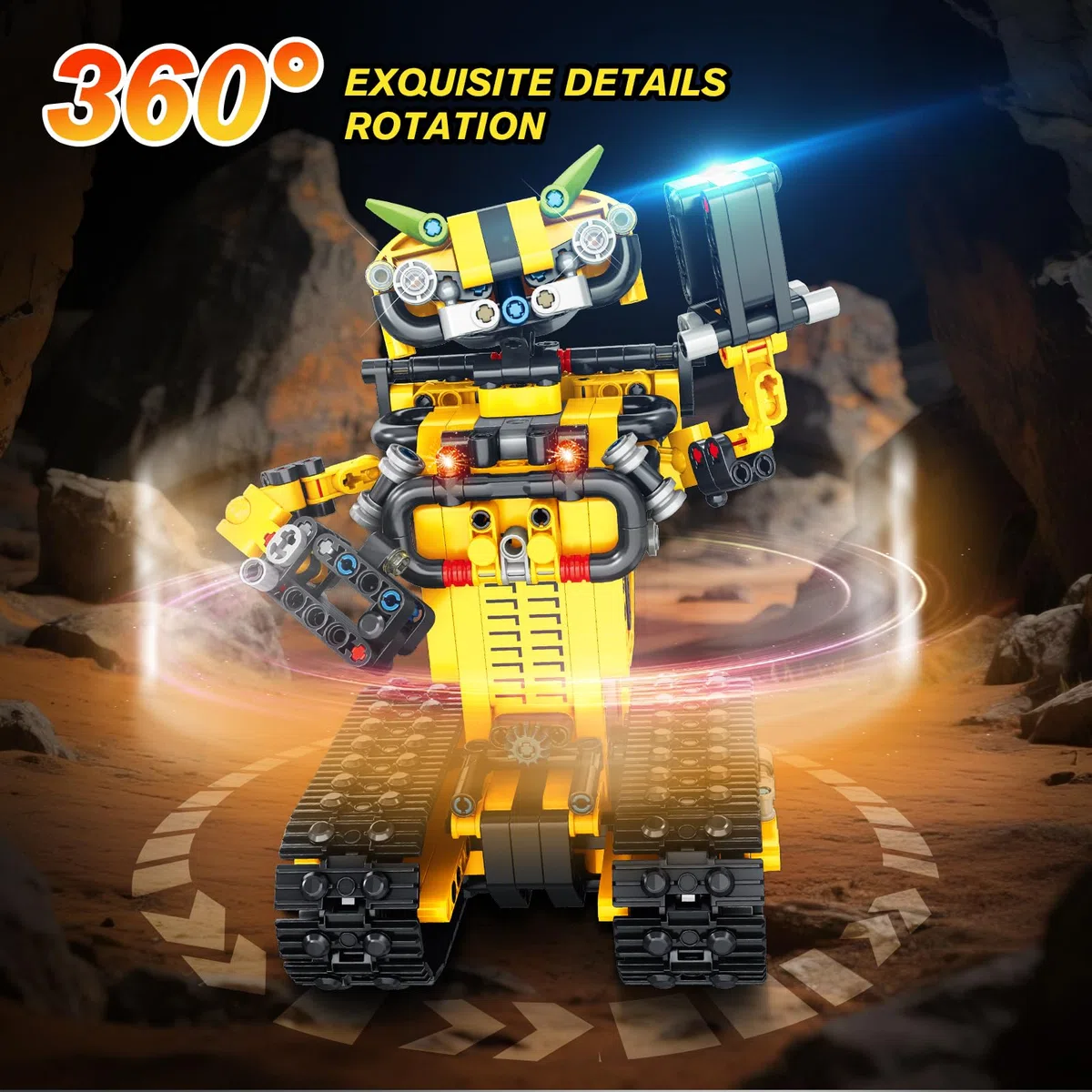 HiWEEGO Technik Ferngesteuert Roboter für Kinder - 730 Teiles 2-in-1 APP Fernbedienung Bausatz RC Robot Bulldozer Technic Programmierbare Bauspielzeug Wiederaufladbar Geschenk für Jungen Mädchen 8-12