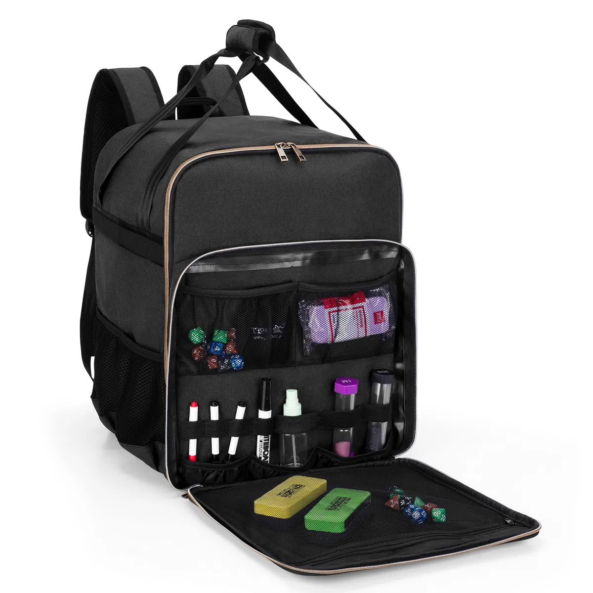 Trunab DND Rucksack für die Meisten Brettspiele, Kartenspiele, mit Großen Zubehörtaschen, Kartenhülle