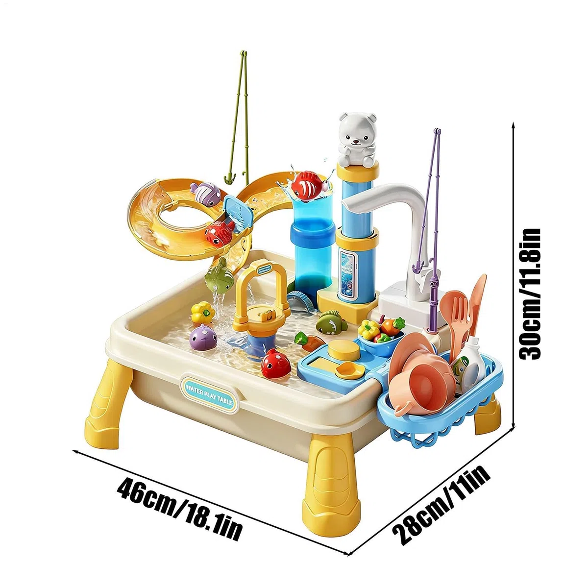 Water Table - Outdoor Sensory Plays Stations for Kids | Built In Pump with Interactive Water Features, Educational Waters Play Table for Boys Girls Ages 4-8 Backyard Patio Garden Beach Daycare