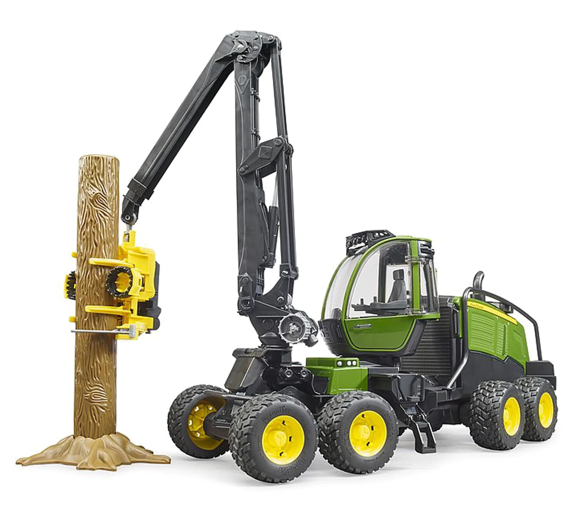 bruder 02135 - John Deere 1270G Harvester mit 1 Baumstamm - 1:16 Fahrzeug, Bauernhof, Landwirtschaft, Forstwirtschaft, Waldarbeit, Traktor, Trecker, Schlepper, Bulldog, Holztransporter, Spielzeug