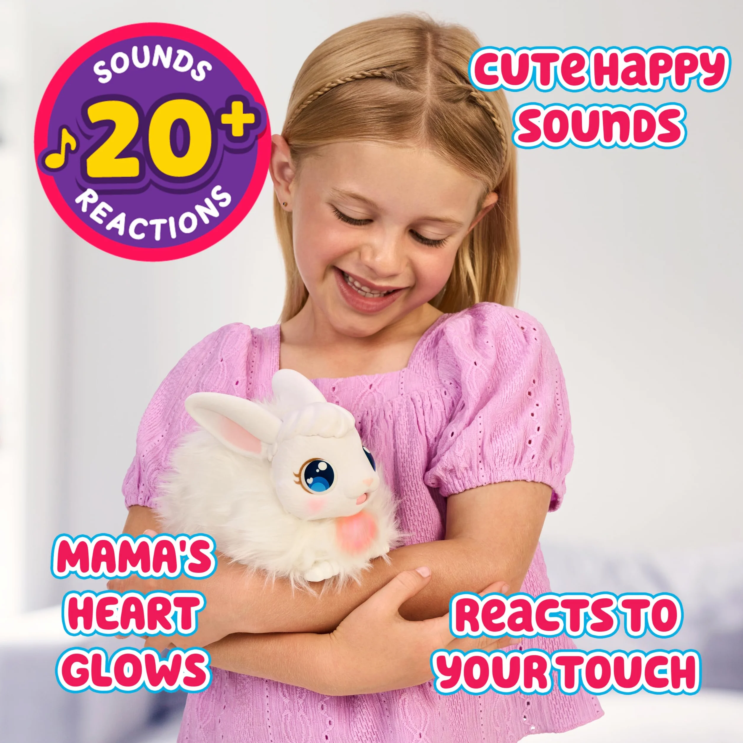 Little Live Pets Mama Surprise Häschen, Mama Häschen zum Füttern & Pflegen – bekommt 3 Babys, Interaktives Spielset mit Mama Häschen & Stall, 20+ Geräusche & Reaktionen, Accessoires zum Stylen