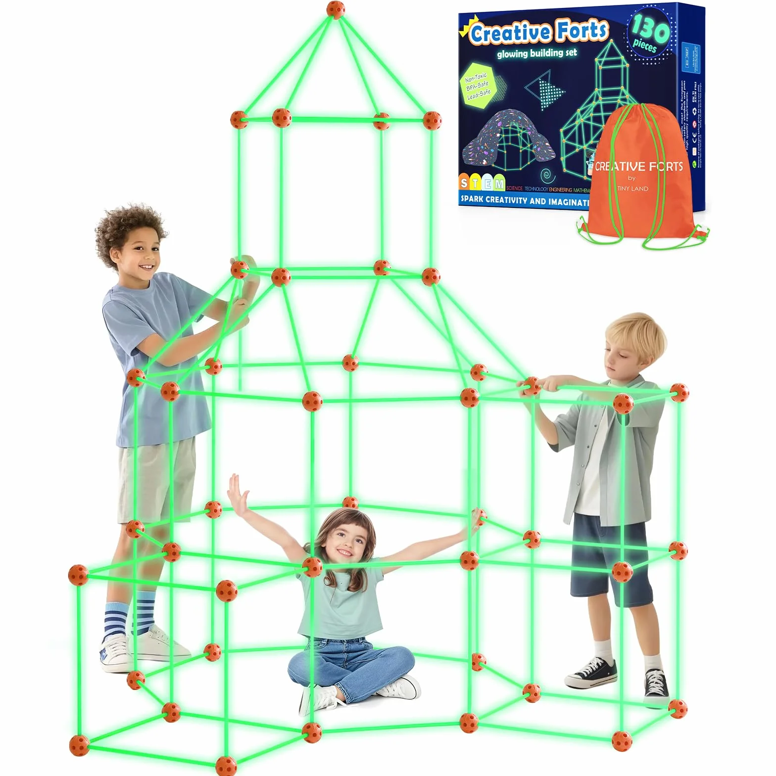 Tiny Land Höhle Bauen Kinder Konstruktionsspielzeug Im Dunkeln Leuchtendes | 130PCS Höhlenbauset, DIY Kreatives Bauset Für Kinder, Outdoor Spielzeug Gartenspielzeug für 5+ ahre alt Junge & Mädchen