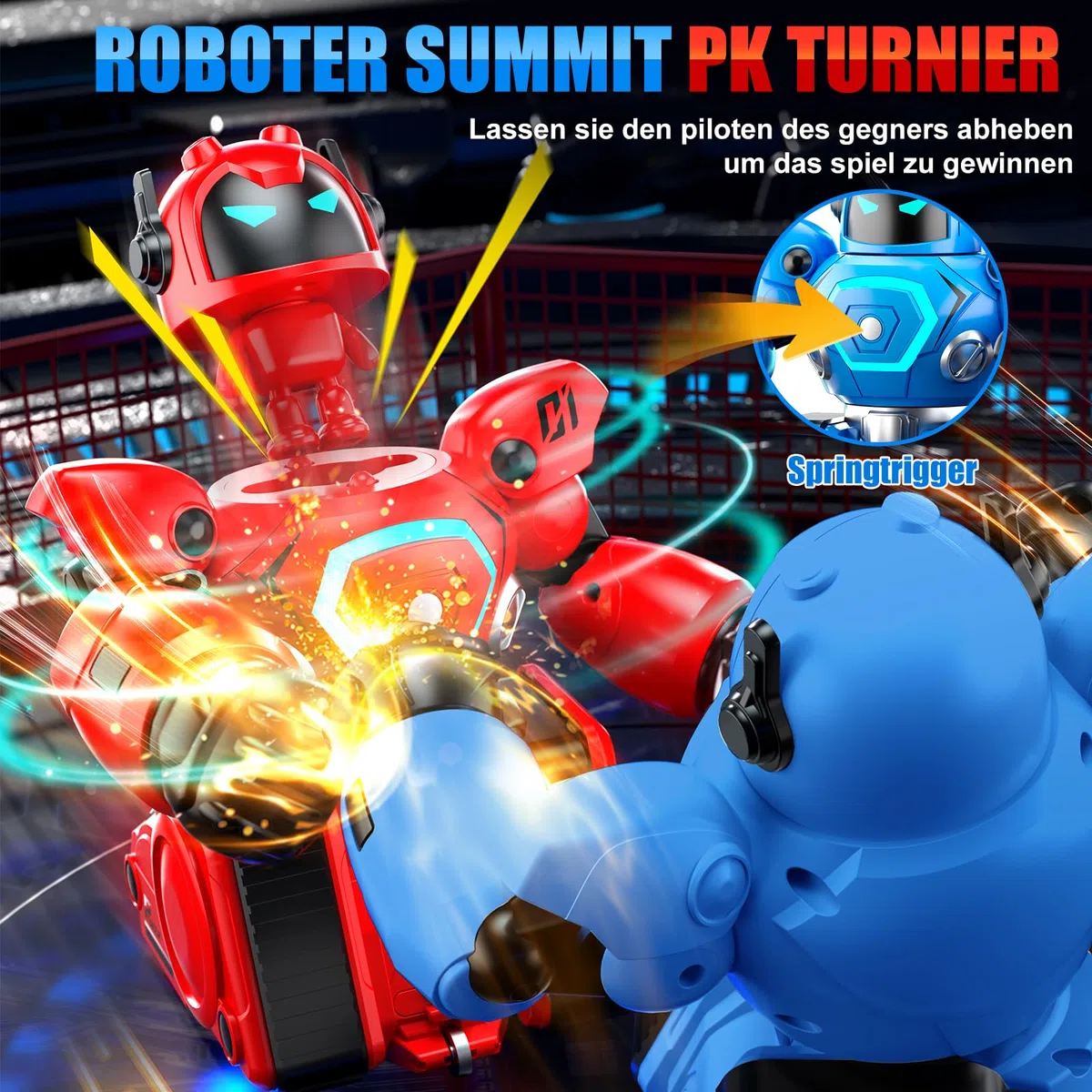 Herenear Ferngesteuerte Roboter Kampf, 2 Stück RC Kampfroboter Spielzeug mit LED Licht und Musik, Ferngesteuertes Fußball Box Roboter, Geschenke für Jungen Mädchen