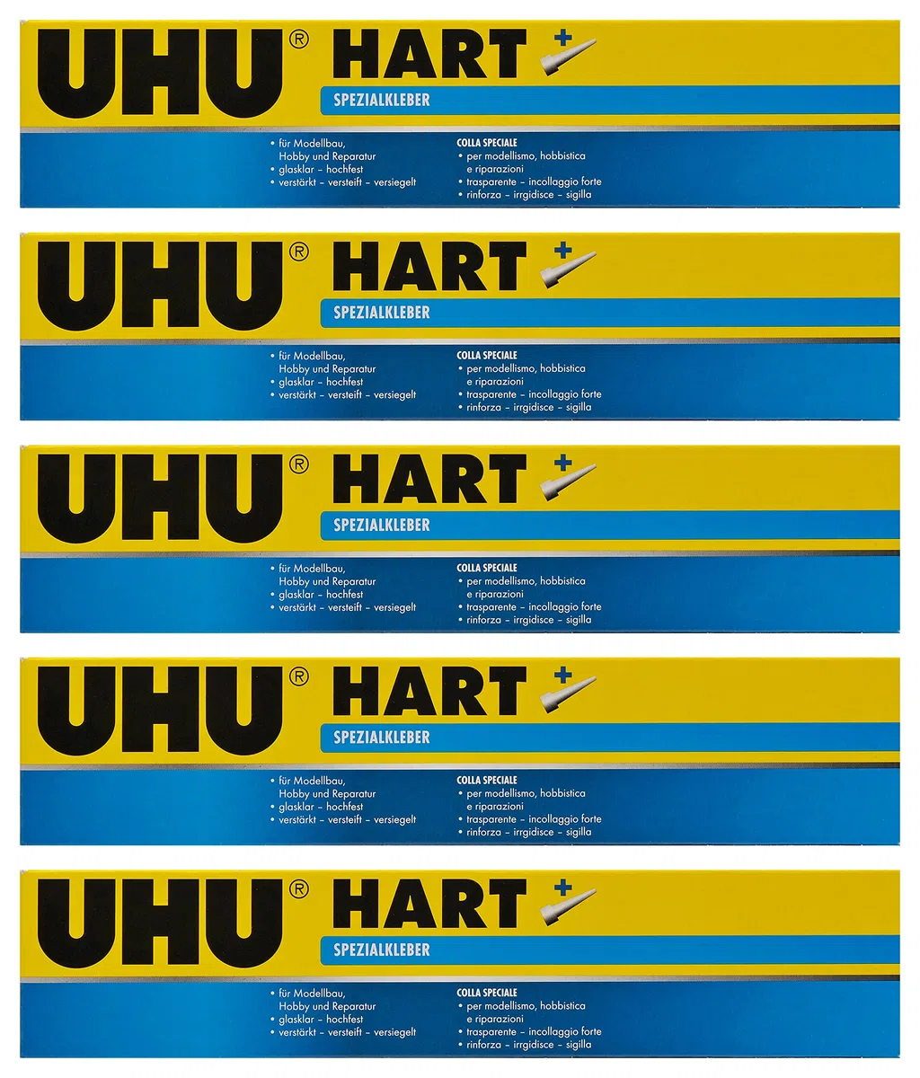 UHU 45525 hart Tube, Schnell trocknender Spezialkleber für kleinteilige Bastelarbeiten oder Modellbau,mit feiner Dosierspitze, Dosierspitze, 125 g (5)