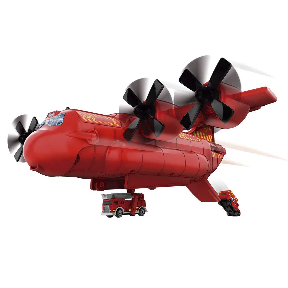 Micro Machines Spielzeugautos Feuerwehr Fracht Flugzeug Spielset mit 1 exklusiven Fahrzeug - Micromachines Spielzeugautosammlung