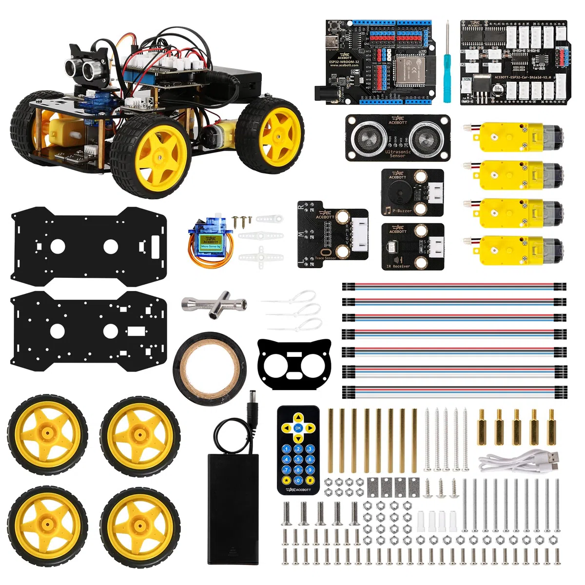 ACEBOTT Roboter Bausatz für Kinder 8-12 Jahren, Roboter Kinder kompatibel mit Arduino und Scratch, Roboter Spielzeug mit Fernbedienung und App Steuerung, Geschenk für Jungen und Jugendliche