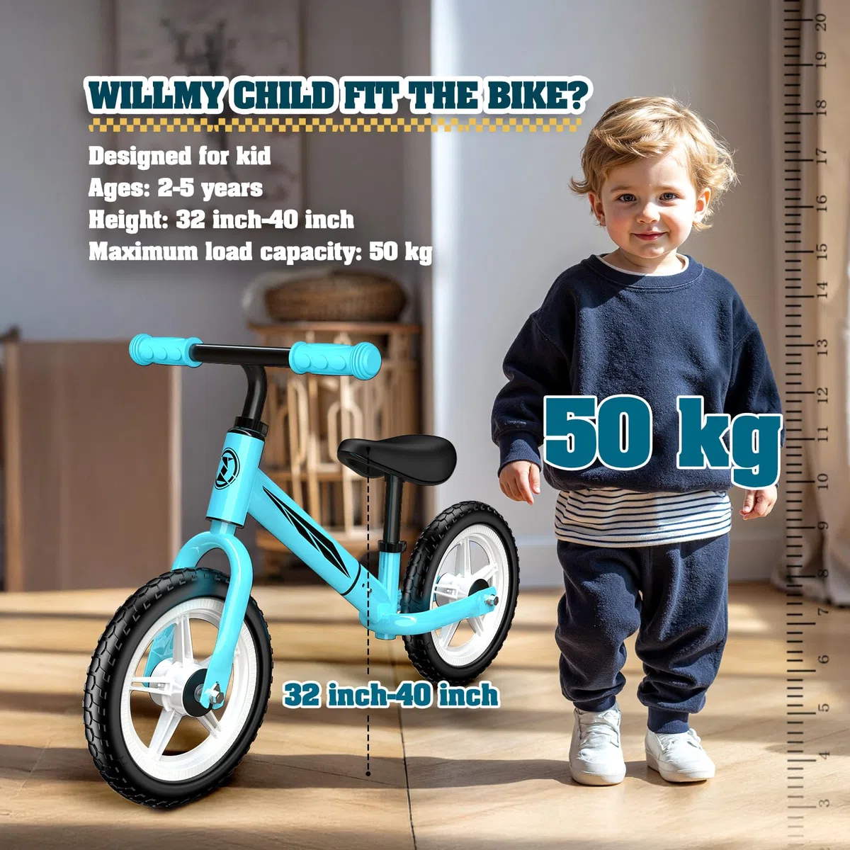 Laufrad für Kinder 2-5 Jahre, Verstellbarer Lenker & Sattel, Leuchträder, Sicher & Stabil, Tragfähigkeit 50 kg, Rosa & Blau