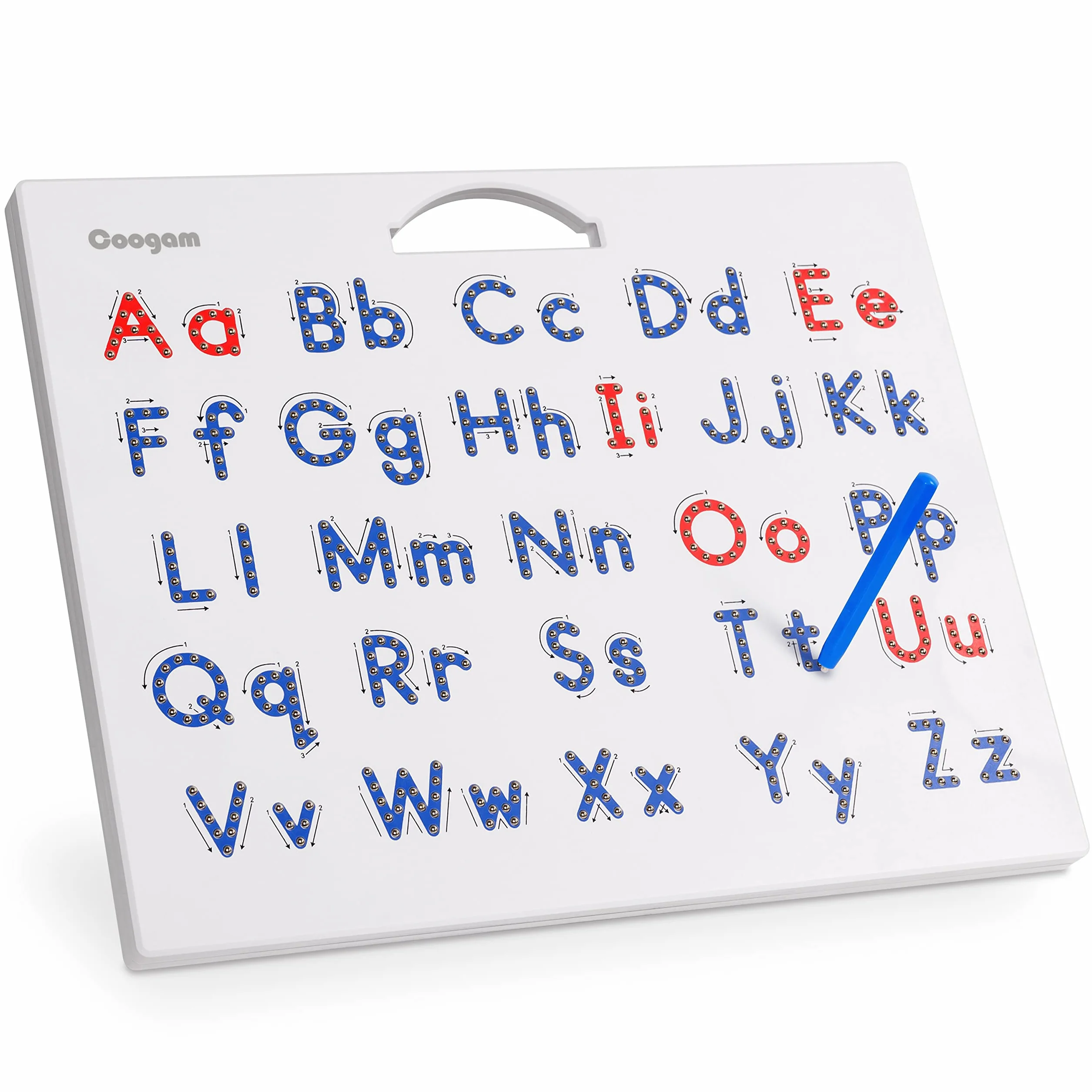 Coogam Magnetische Buchstaben-Übungstafel, Magnete, die ABC-Alphabet-Tafel nachzeichnen, Lernen zu schreiben, Lernspielzeug, Feinmotorik, Montessori-Geschenk für 3 4 5 Jahre alte Kinder