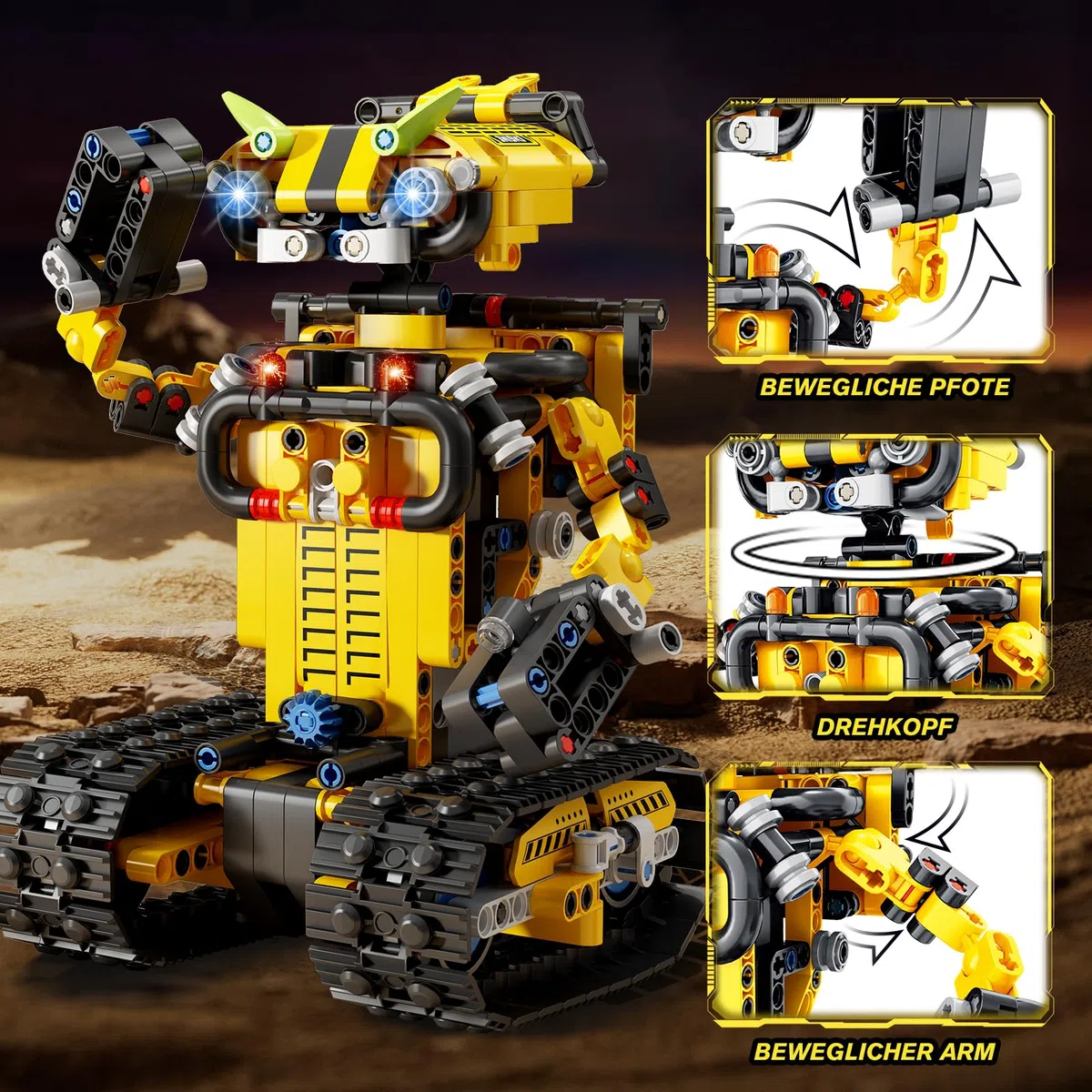 HiWEEGO Technik Ferngesteuert Roboter für Kinder - 730 Teiles 2-in-1 APP Fernbedienung Bausatz RC Robot Bulldozer Technic Programmierbare Bauspielzeug Wiederaufladbar Geschenk für Jungen Mädchen 8-12