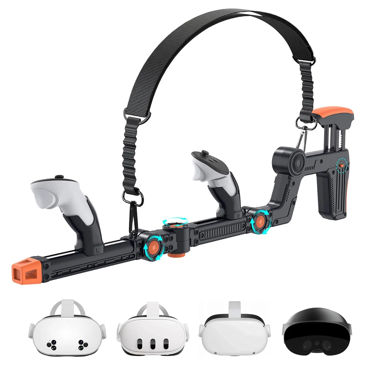 VR-Pistole-Lager kompatibel mit Quest 2/3/3S/Pro, Adjustment Gunstock Magnetisches Zubehör für Quest 3S, Controller Griffe mit Schultergurten für verbessertes Kontrollgefühl