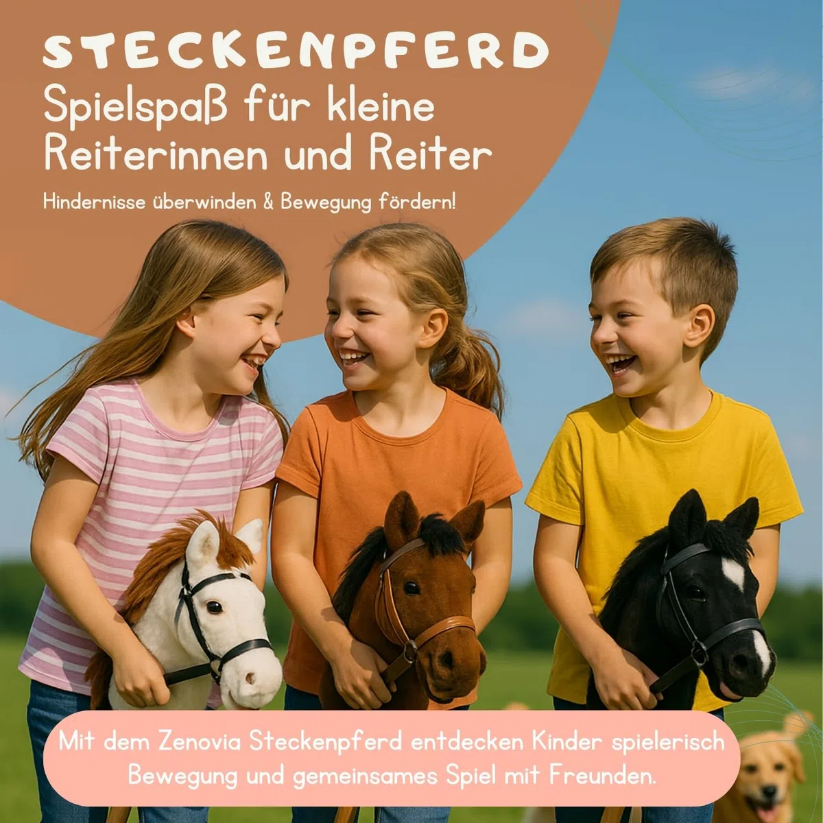Zenovia Hobby Horse Steckenpferd Braun – Turnierfähiges Stockpferd ab 3 bis 6 Jahren Jahren – ohne Räder, Griffe & Geräusche – leicht & realistisch – für Hobby Horsing – in Geschenkverpackung
