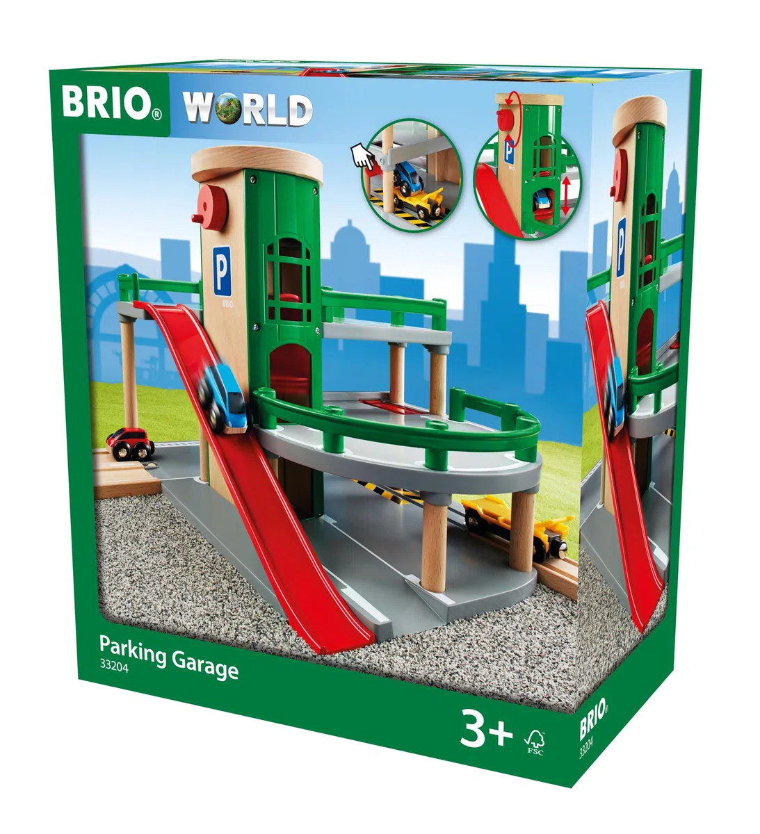 BRIO World 33204 Parkhaus, Straßen & Schienen - Eisenbahnzubehör Holzeisenbahn - Empfohlen für Kinder ab 3 Jahren