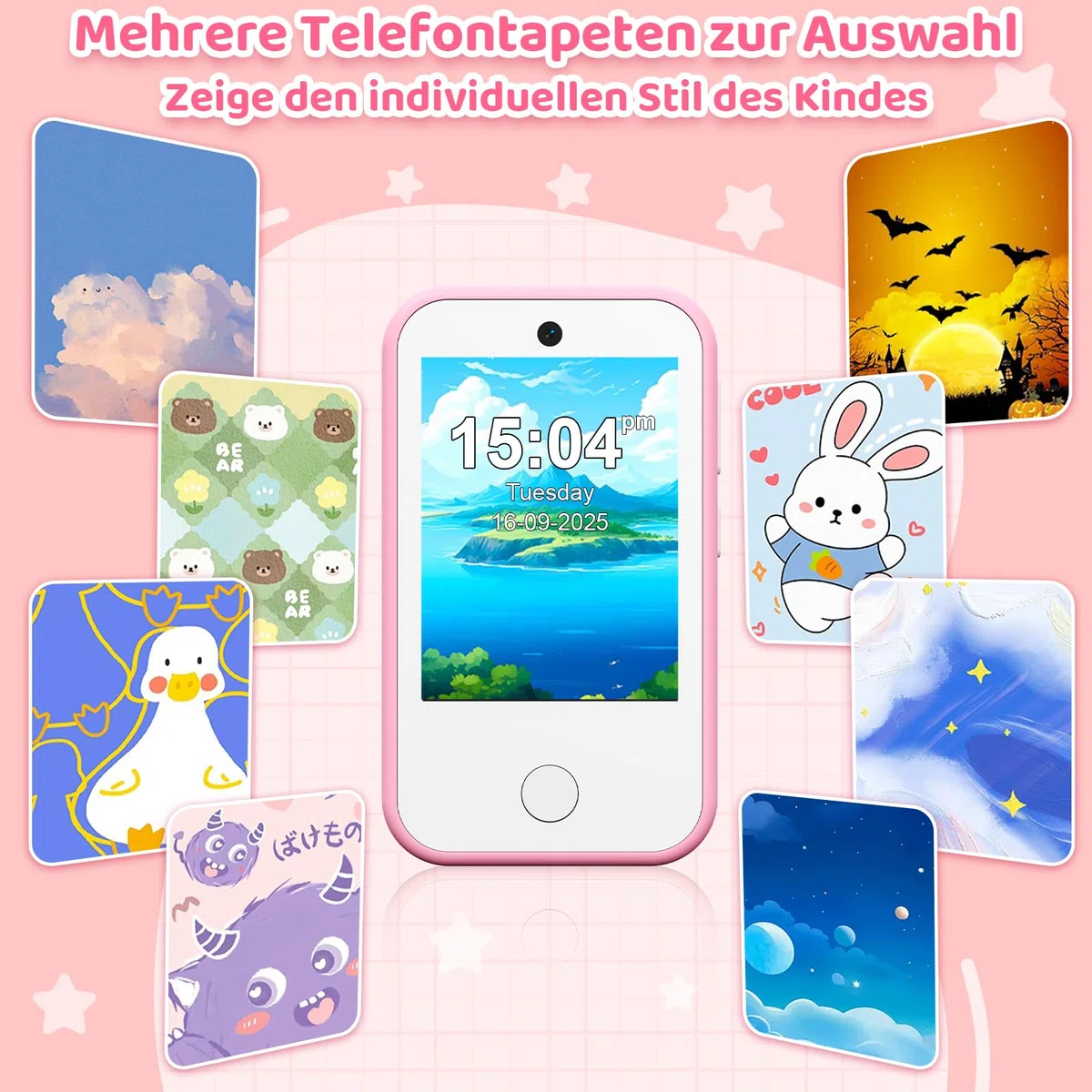 4G Kinderhandy Spielzeug mit Dual Kamera Kinderkamera 2.8 Inch Touchscreen Kindertelefon Lerntelefon Lernspielzeug Jungen Mädchen 3 4 5 6 7 8 9 Jahre Geburtstags Geschenke Fuchs Rosa