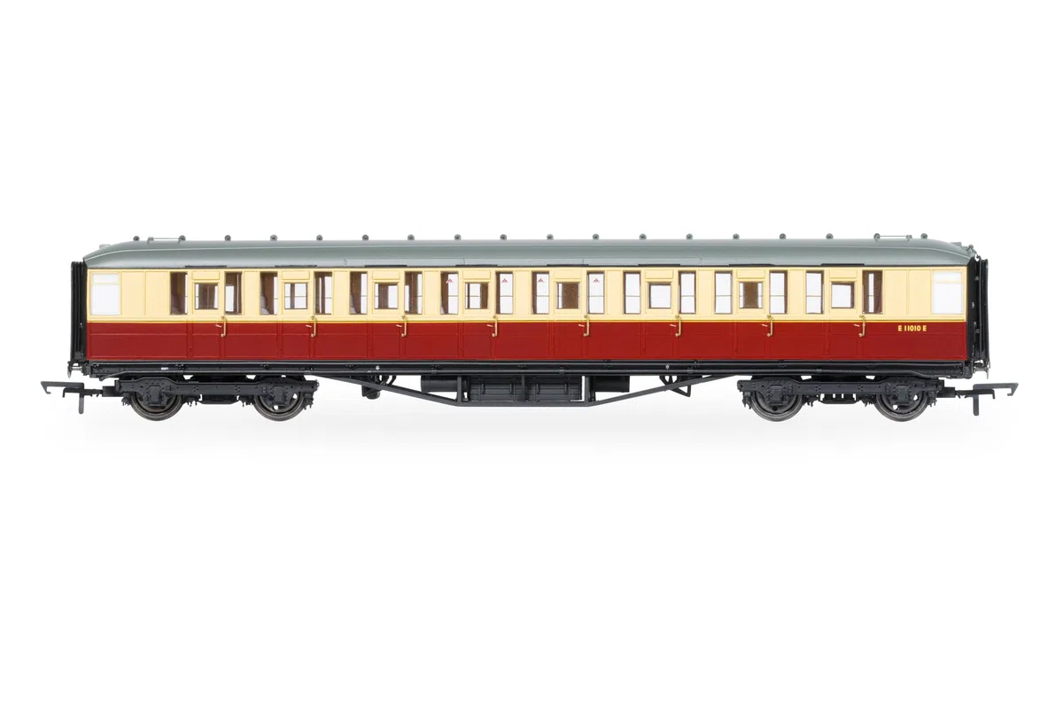 Hornby R40458 BR Gresley Corridor, karmesinrot und cremefarben, 3. Klasse, E11010E, Purpur/Creme