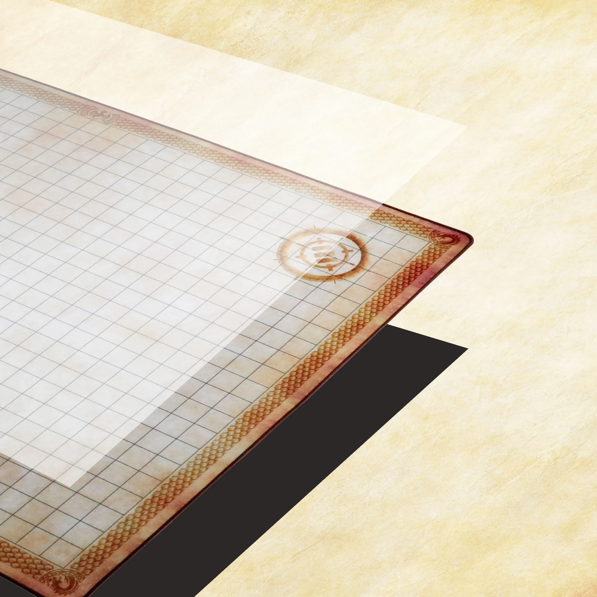 ENHANCE Deluxe RPG-Gittermatte - Tisch-DND-Karte (61 x 91,4 cm), trocken abwischbare Rollenspielmatte, komplettes Gaming, löschbare Kampfgitter-Spielmatte aus Pergament mit Reisetasche, Marker-Set