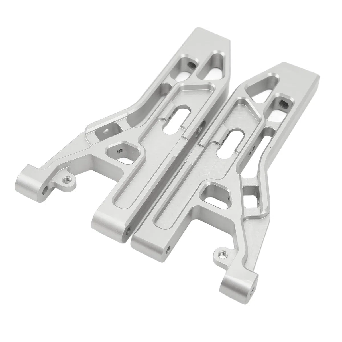 2 Stück RC-Vorderachse mit unteren Schwingen, silberne Aluminiumlegierungs-Aufhängungsarme für Corally Kronos 6S 1/8 Monstertruck, Metall-Ersatz-Arme mit verbesserter Haltbarkeit