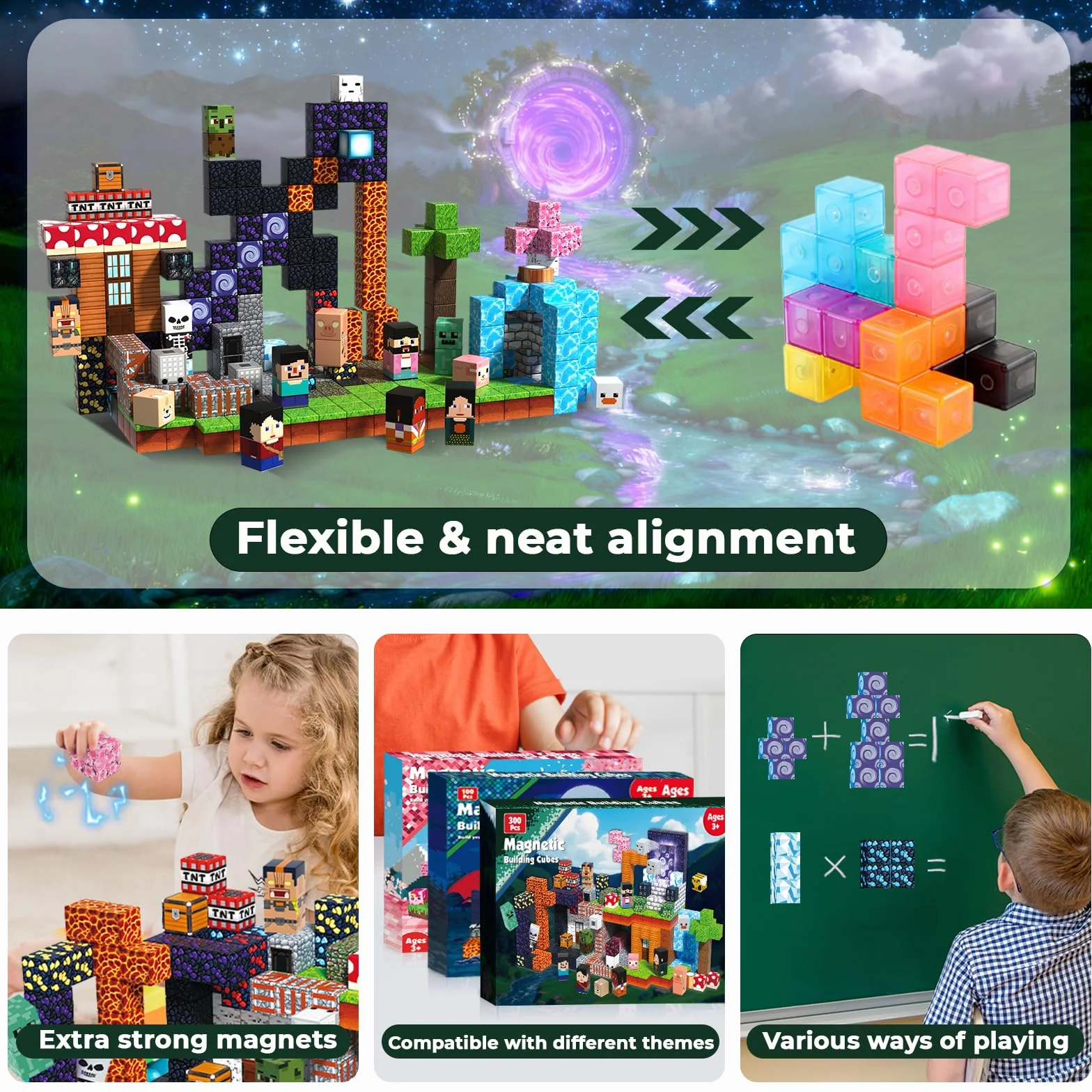 Magneverse Magnetische Bausteine 300 Teile - Abenteuerthema - Baue Dein Abenteuer - Team auf und erlebe gemeinsam fantasievolle Missionen, Magnetbausteine Spielzeug Geschenk für Kinder 4-12 Jahre