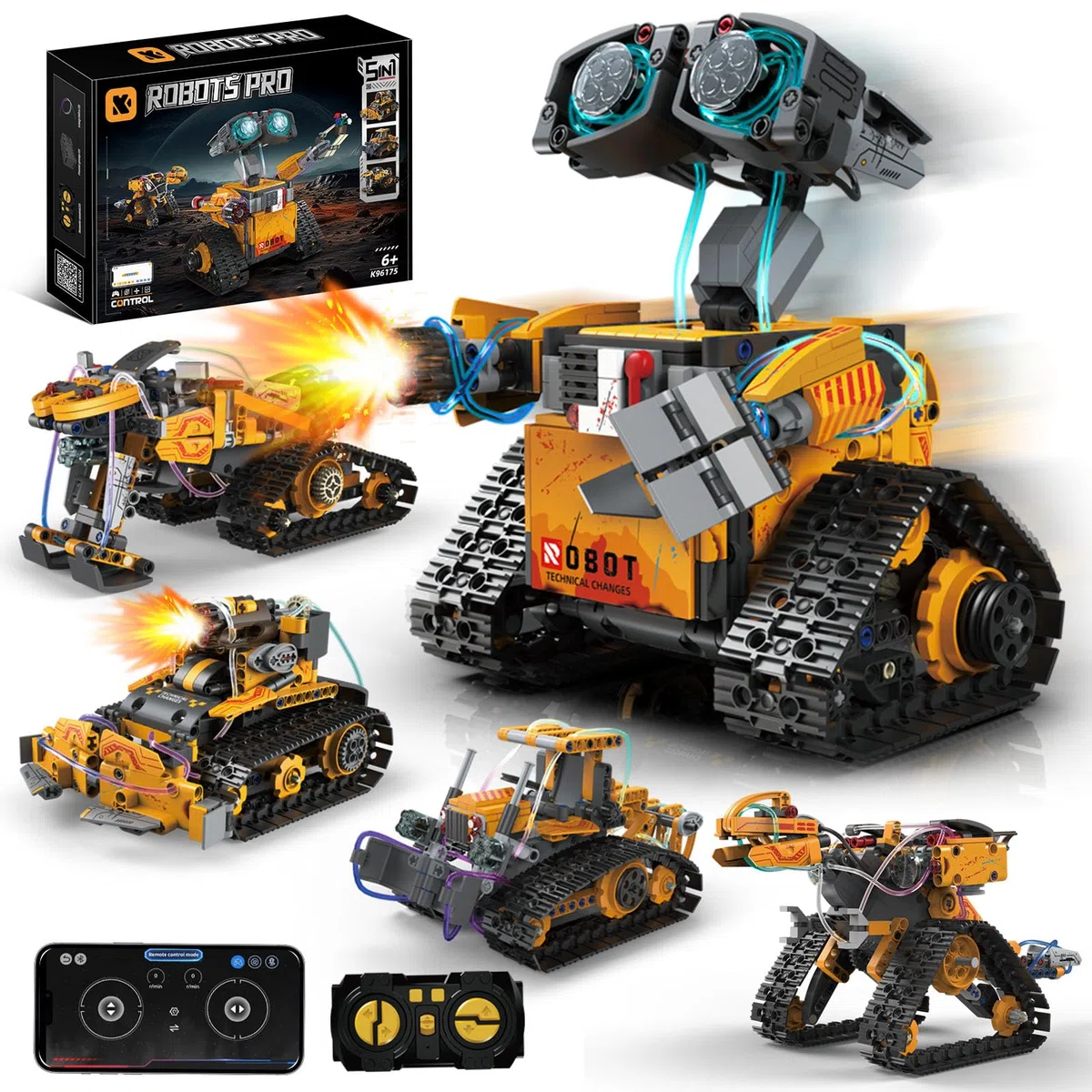 5 in 1 Technik Roboter Bauspielzeug Kinder für Jungen, STEM App & Fernsteuerung Technik Spielzeug Roboter Programmierbares Bauspielzeug Geburtstagsgeschenk ab 6 7 8 9 10 11 12 Jahre Jungen