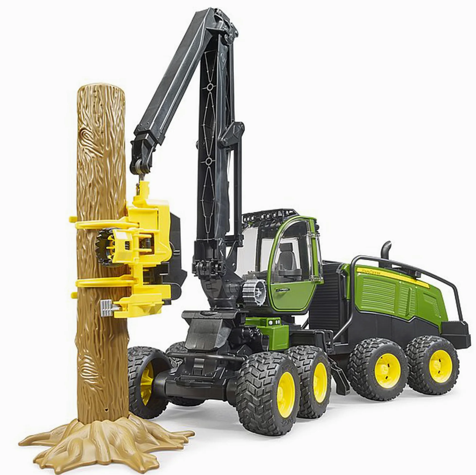bruder 02135 - John Deere 1270G Harvester mit 1 Baumstamm - 1:16 Fahrzeug, Bauernhof, Landwirtschaft, Forstwirtschaft, Waldarbeit, Traktor, Trecker, Schlepper, Bulldog, Holztransporter, Spielzeug